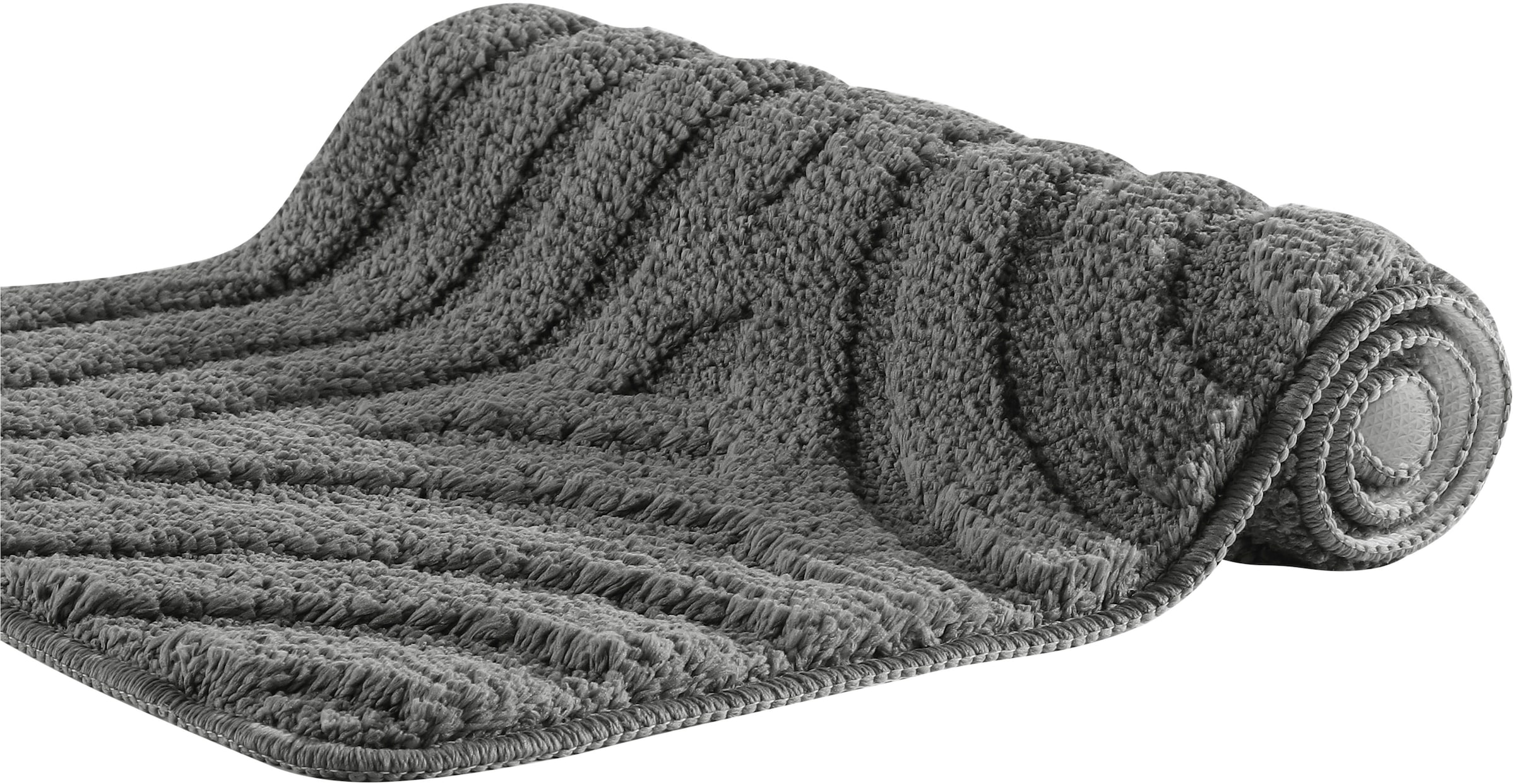 my home Badematte »Sanremo Scandi, Badvorleger, Badezimmer Teppich, Duschvorleger«, rutschhemmend beschichtet, strapazierfähig, Badteppich, Uni Farben, Hoch-Tief-Effekt, modernes Muster, Boho