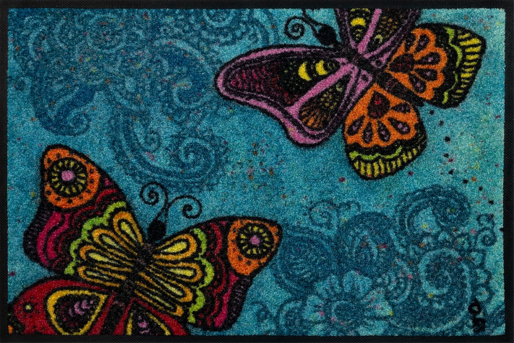 Image of wash+dry by Kleen-Tex Fussmatte »Spread your Wings«, rechteckig, 7 mm Höhe, Schmutzfangmatte, Motiv Schmetterlinge, In- und Outdoor geeignet, waschbar bei Ackermann Versand Schweiz