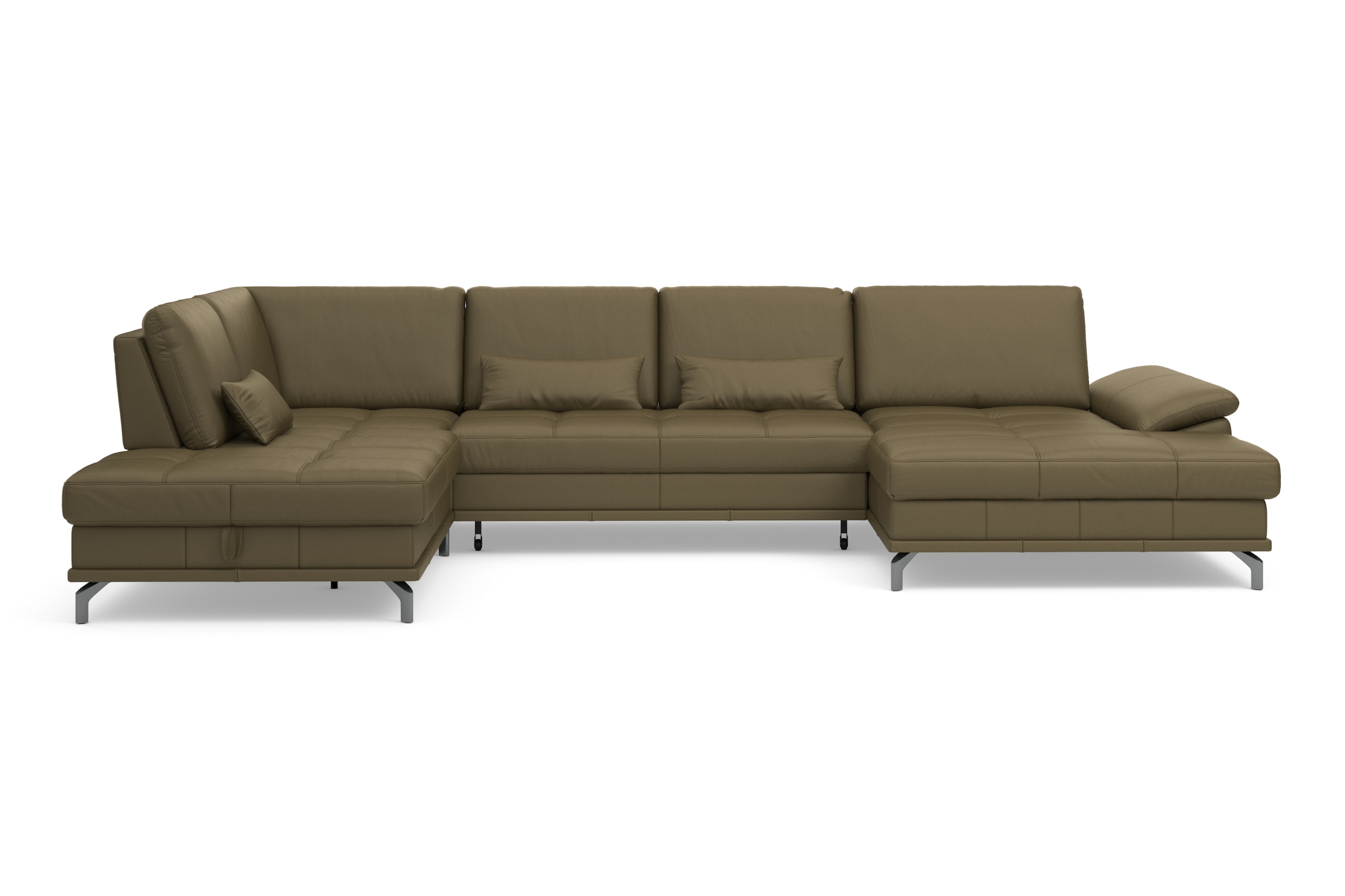 Places of Style Wohnlandschaft »Costello U-Form, mit Sitztiefenverstellung, Armteilverstellung und«, 3 Nierenkissen, optional Bettfunktion und Bettkasten
