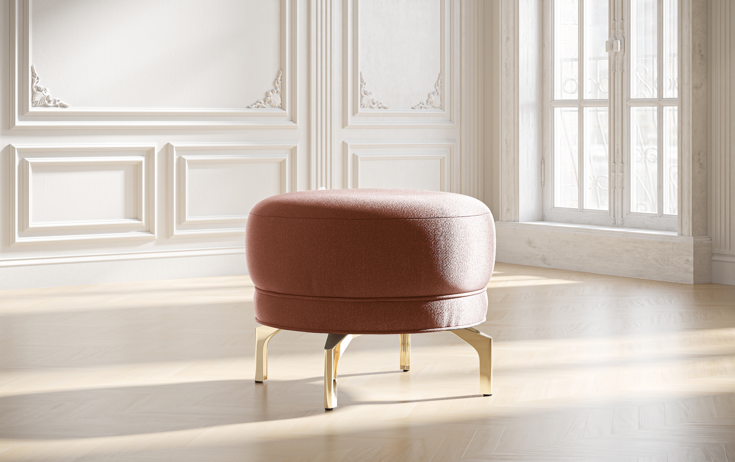 sit&more Polsterhocker »Orient 3«, goldfarbene Metallfüsse