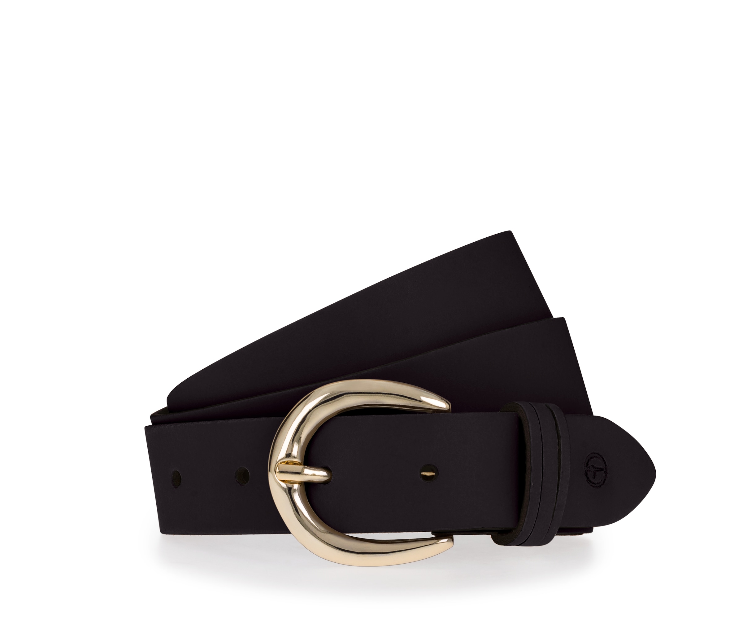 Tamaris Ceinture en cuir »"Clara Gold"« 3cm breit, schlichte Dornschnalle in Gold, dezentes Markenlogo