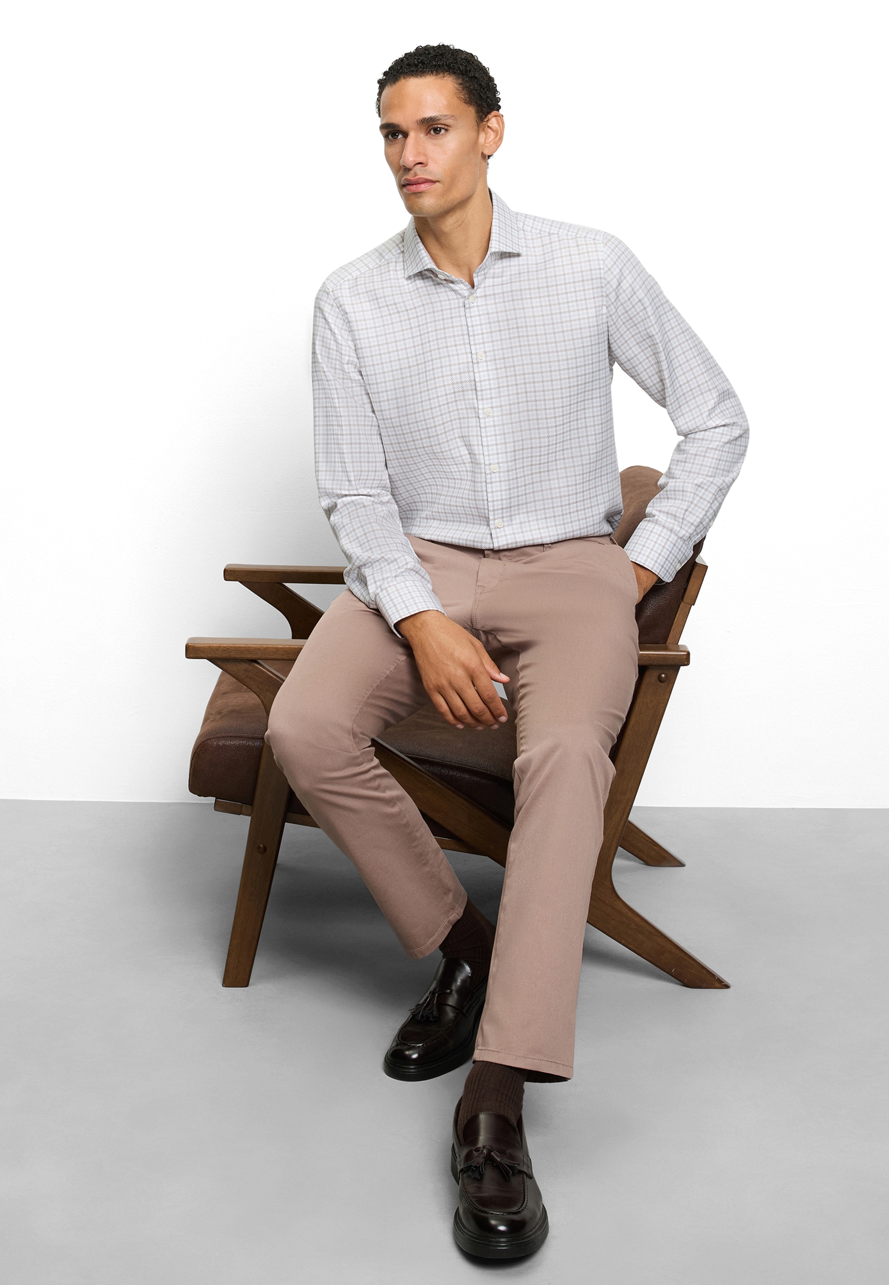 OLYMP Chemise à manches longues »Level Five« Businesshemd, body fit, Royal Kentkragen, Karomuster