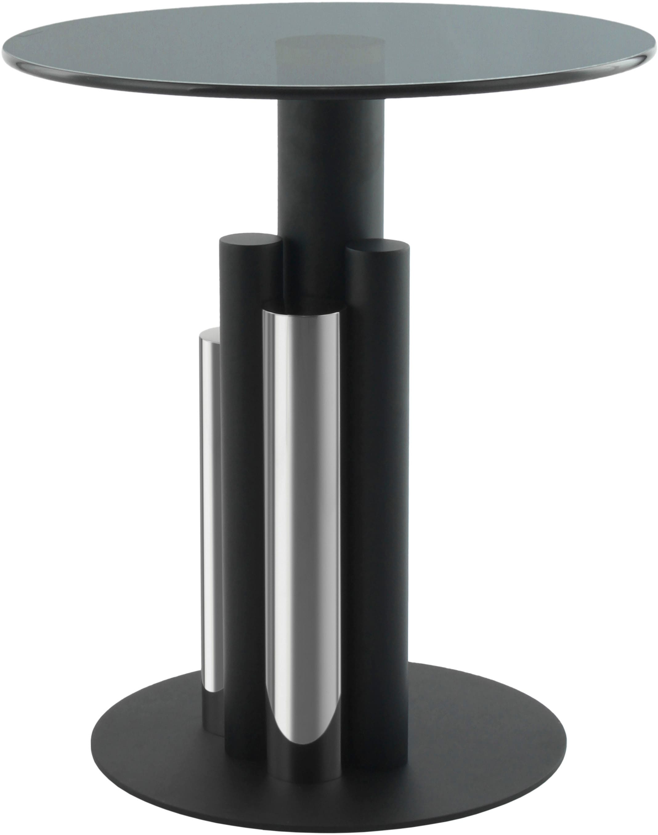 Kayoom Beistelltisch »Ontario 225, Runde Glasplatte aus Sicherheitsglas, 100% Edelstahl«, (1 St.), Modernes Design, zweifarbiges Säulengestell, Eyecatcher Element