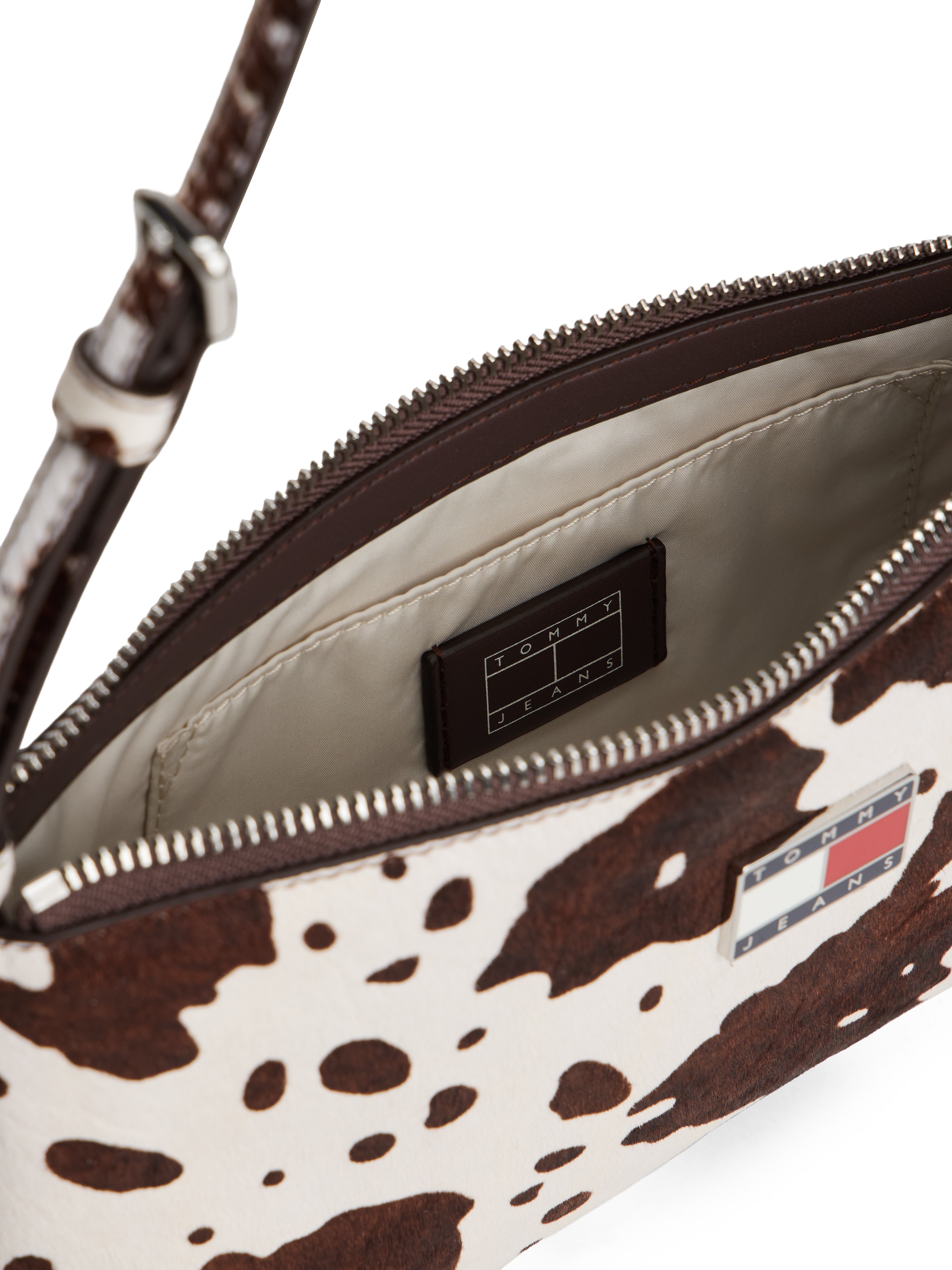 Tommy Jeans Sac à bandoulière »TJW MUST COW SHOULDER BAG« , Sac à main femme, sac bandoulière avec imprimé vache tendance