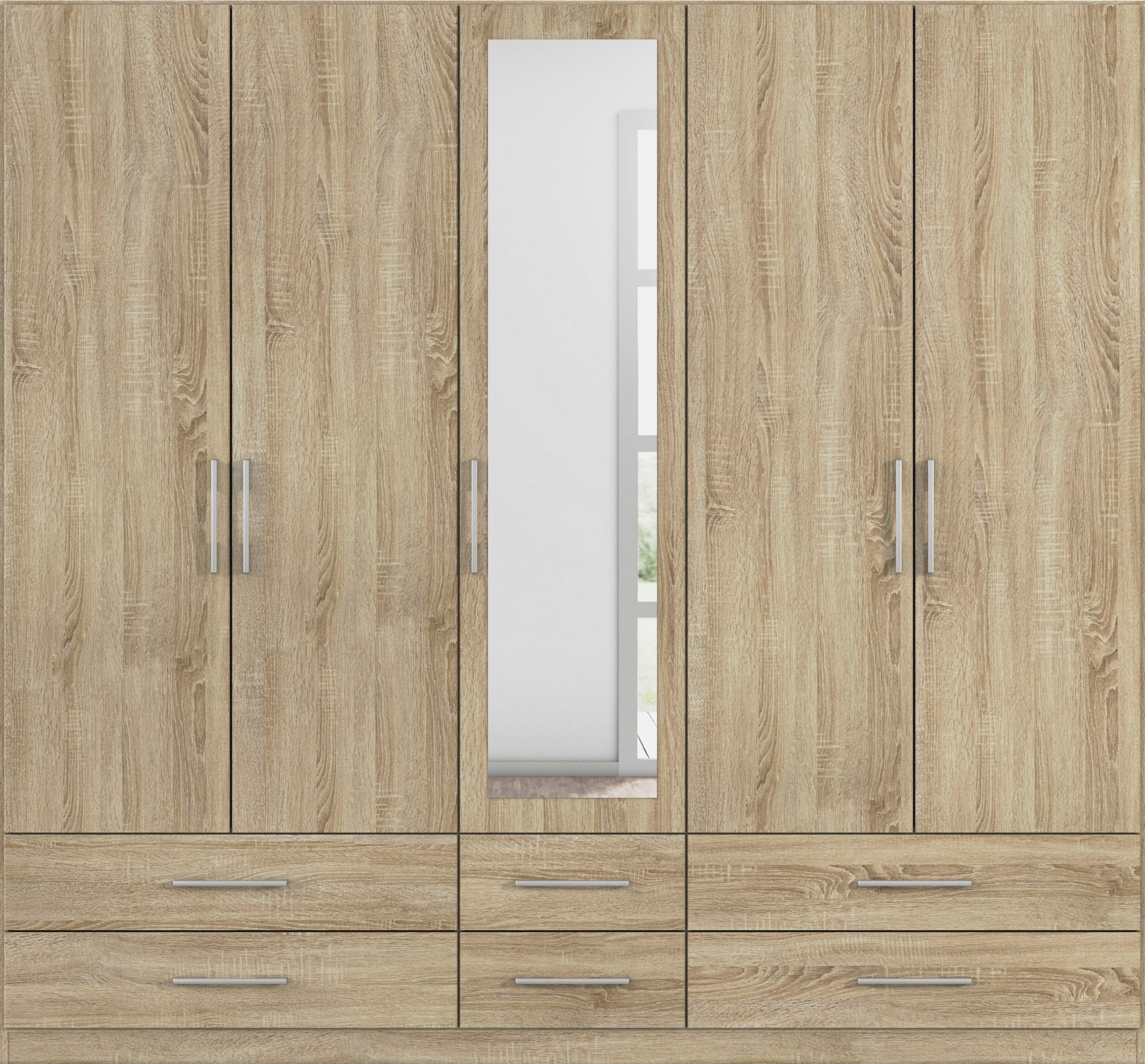 rauch Kleiderschrank »Schrank Garderobe Wäscheschrank HERSBRUCK in 2 Breiten« Breiten: 226 oder 271 cm, Höhe 210 cm,  mit 6 grosszügigen Schubladen sowie Spiegeltüren MADE IN GERMANY
