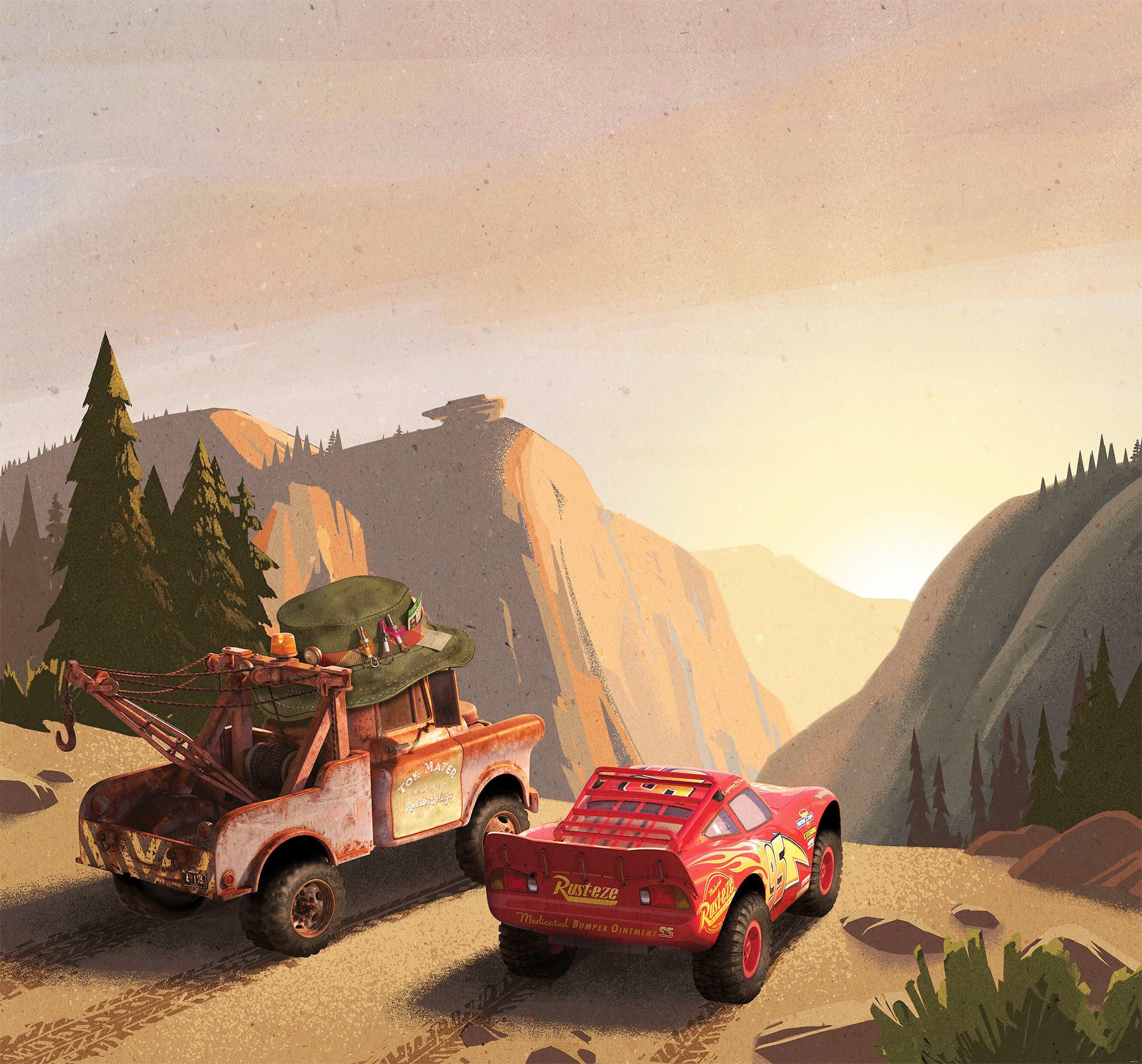 Image of Komar Vliestapete "Digitaldruck Vlies - Cars Sundown - Grösse 300 x 280 cm" bedruckt glatt Kinderzimmer