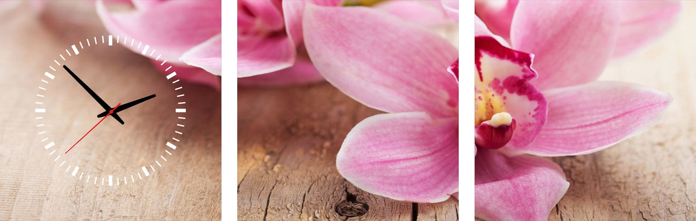 Image of Conni Oberkircher´s Bild mit Uhr »Pink Flower - Pink Orchidee«, Orchidee, (Set), mit dekorativer Uhr, Blumen bei Ackermann Versand Schweiz