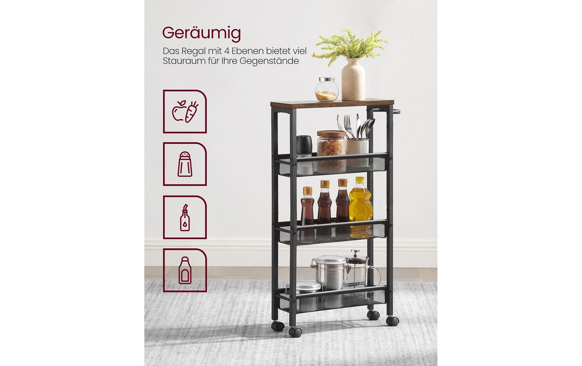 VASAGLE Chariot à roulettes »besonders schmal mit 4 Ebenen«