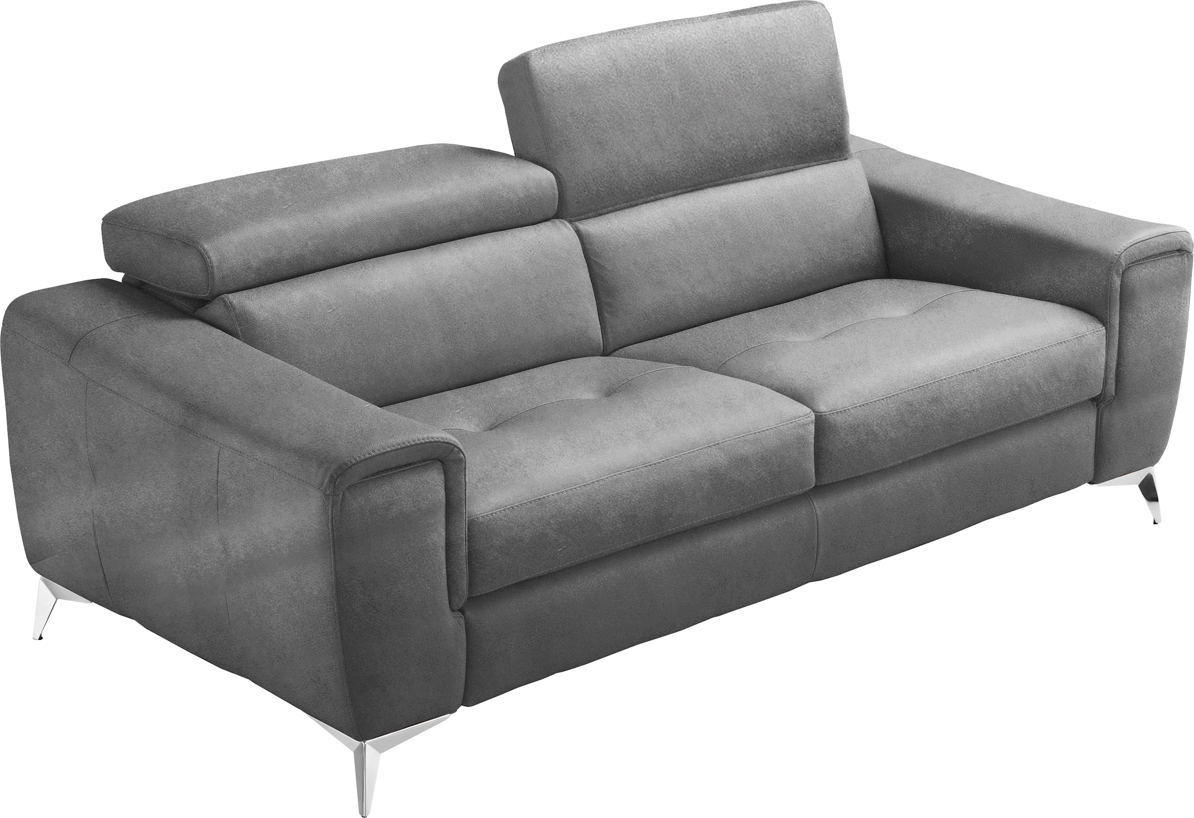 Image of Egoitaliano Schlafsofa "Francine Designsofa, Loungesofa mit Dauerschlaffunktion, Breite 233 cm" Bettfunktion, Luxus-Microfaser Lederoptik, steingrau, Fussfarbe chrom