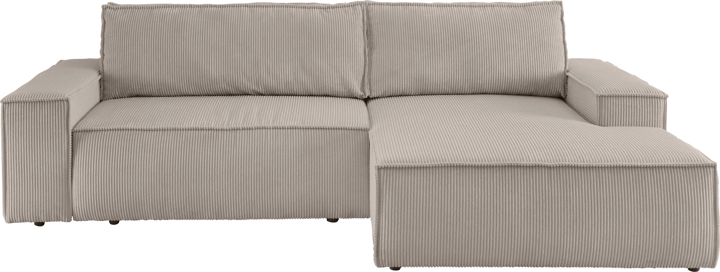 Home affaire Canapé d'angle »SHERWOOD Schlafsofa 267 cm, L-Form,« Schlaffunktion mit Bettkasten (210x136 cm), Cord, Vintage, Samtvelours