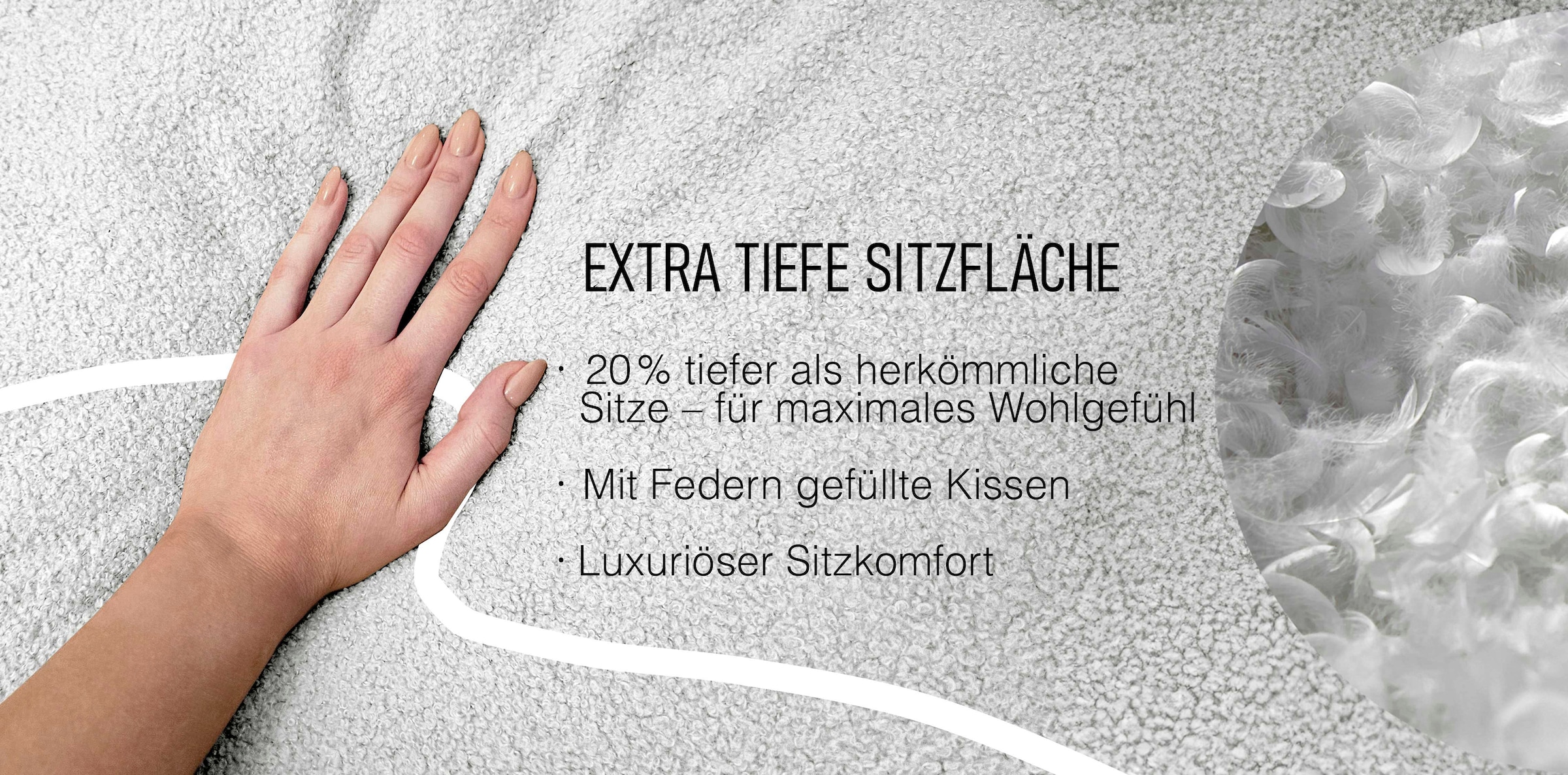 Home affaire Big-Sofa »Comfy« extra weich und kuschelig, Füllung mit Federn und Daunen