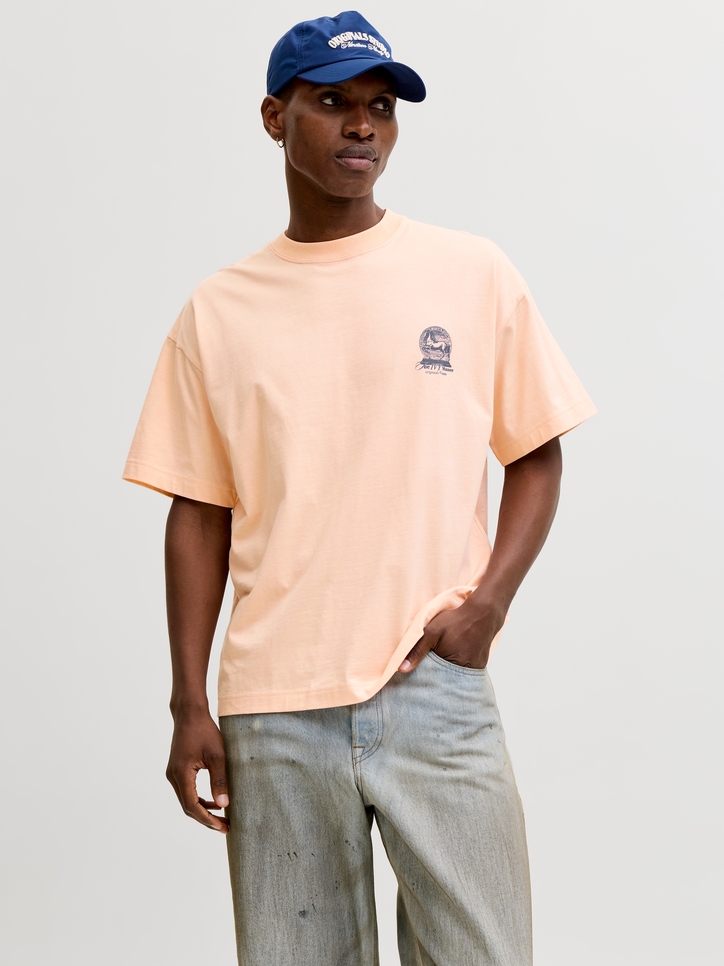 Image of Jack & Jones Kurzarmshirt "JORMAINE BACK TEE SS CREW NECK SN" Baumwolle, relaxed fit