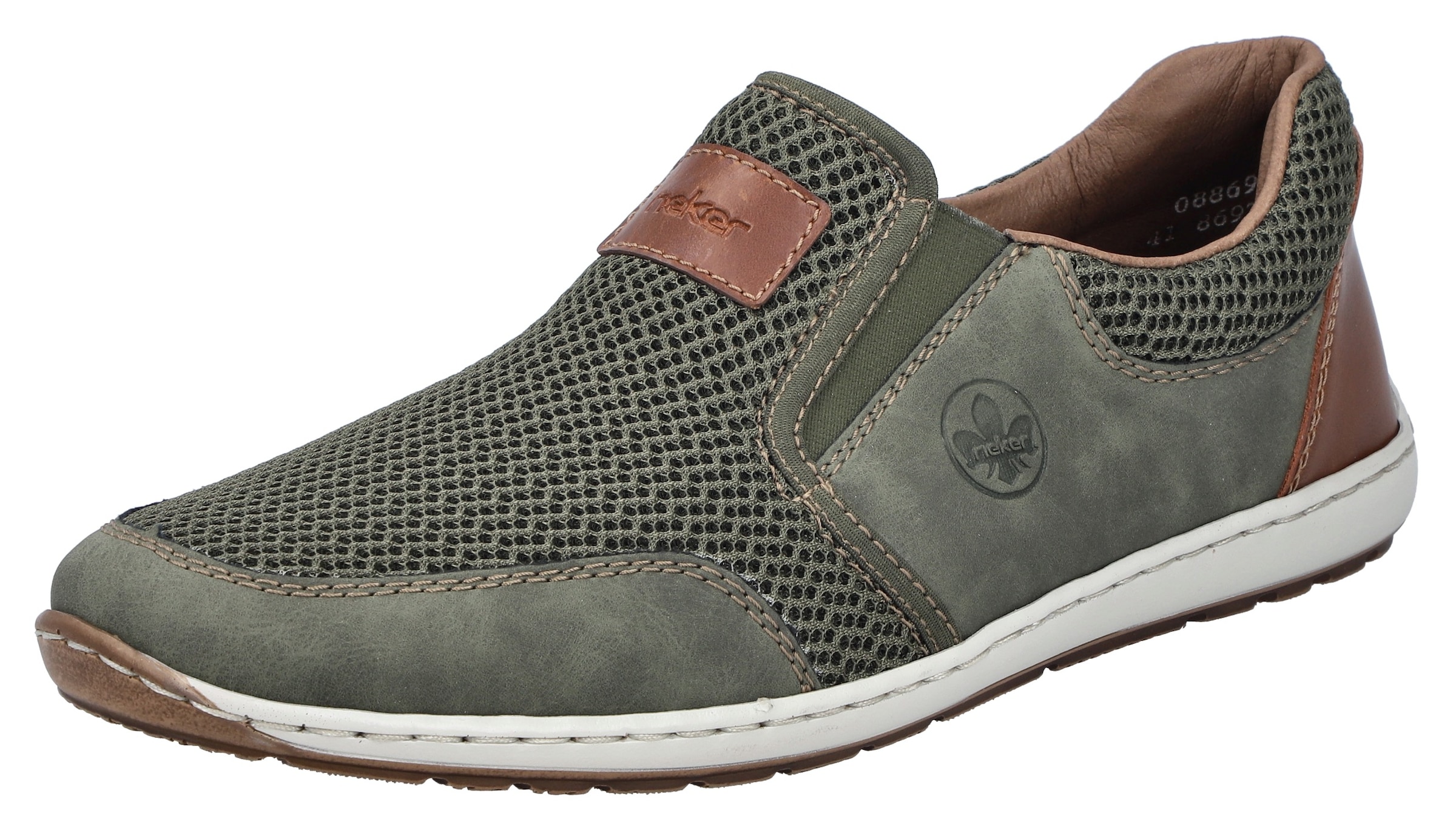 Image of Rieker Slipper Sommerschuh, Schlupfschuh, Freizeitschuh mit kontrastfarbenen Besätzen