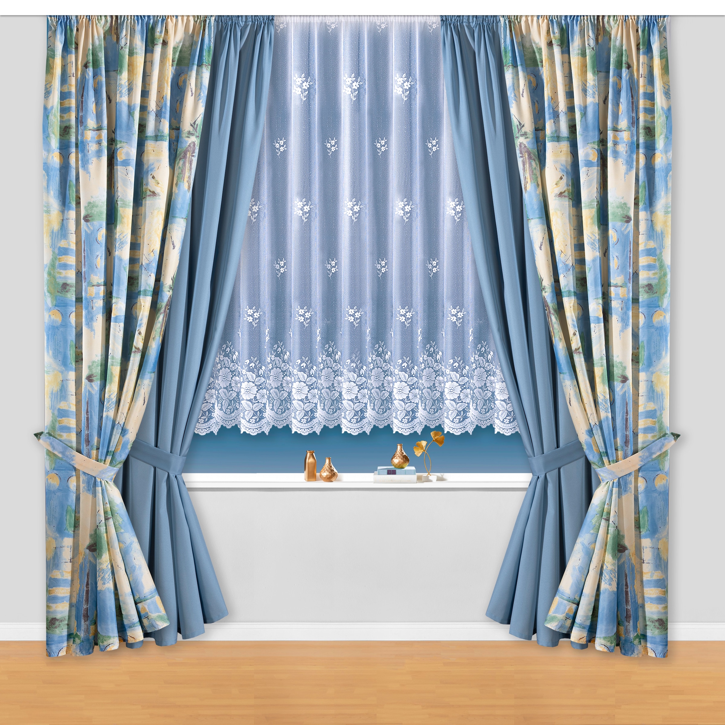 Weckbrodt Vorhang »Matteo«, (1 St.), Satin, bedruckt, leichte Qualität, mit Raffhalter, Gardine, Store