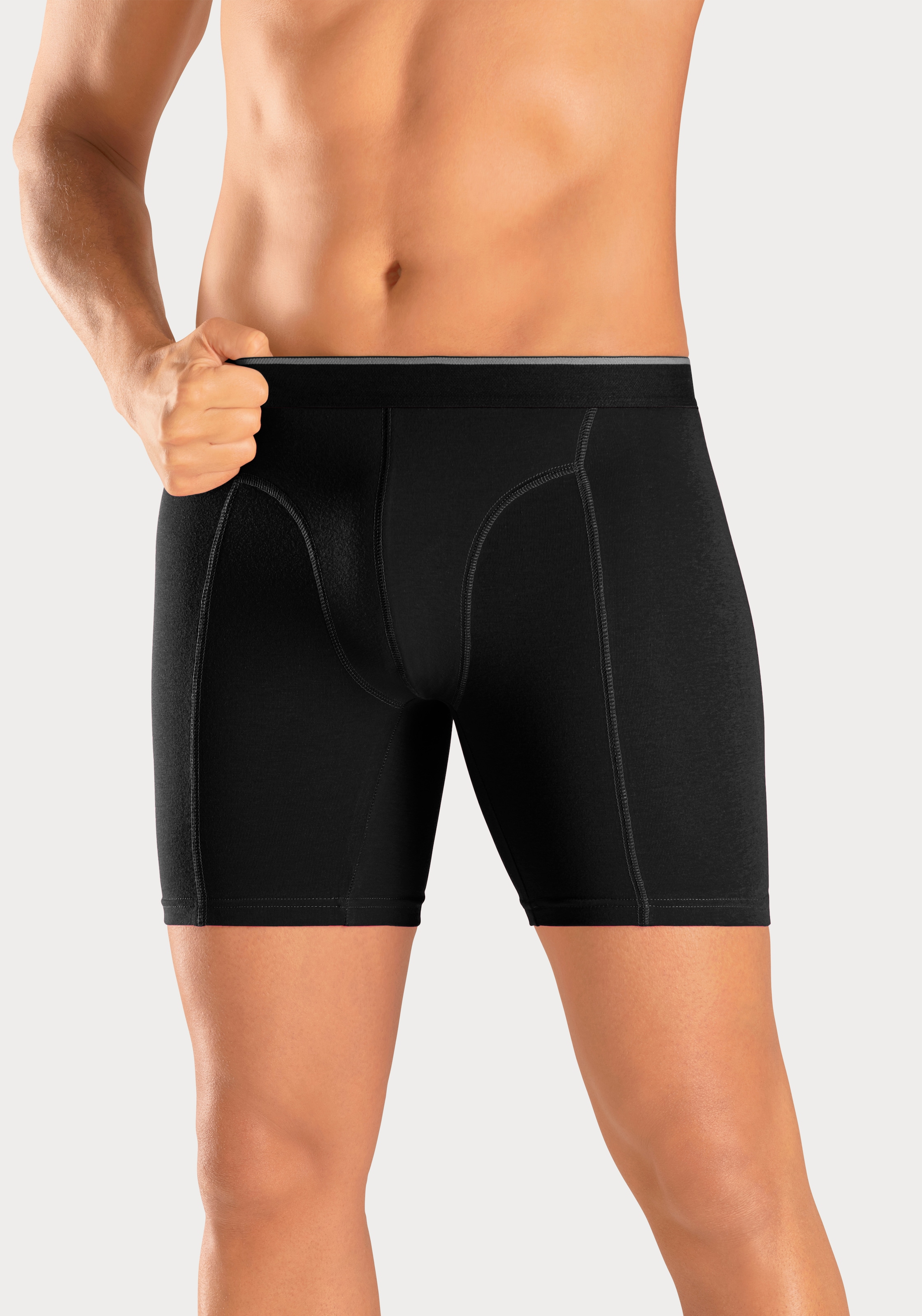 AUTHENTIC LE JOGGER Langer Boxer Packung, 5 Stk. tlg., mit zweifarbigem Webbund und längerem Bein