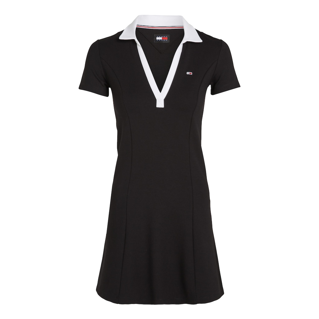 Tommy Jeans Blusenkleid »TJW CONTRAST VPOLO FIT&FLARE EXT«, mit Tommy Jeans Flagge
