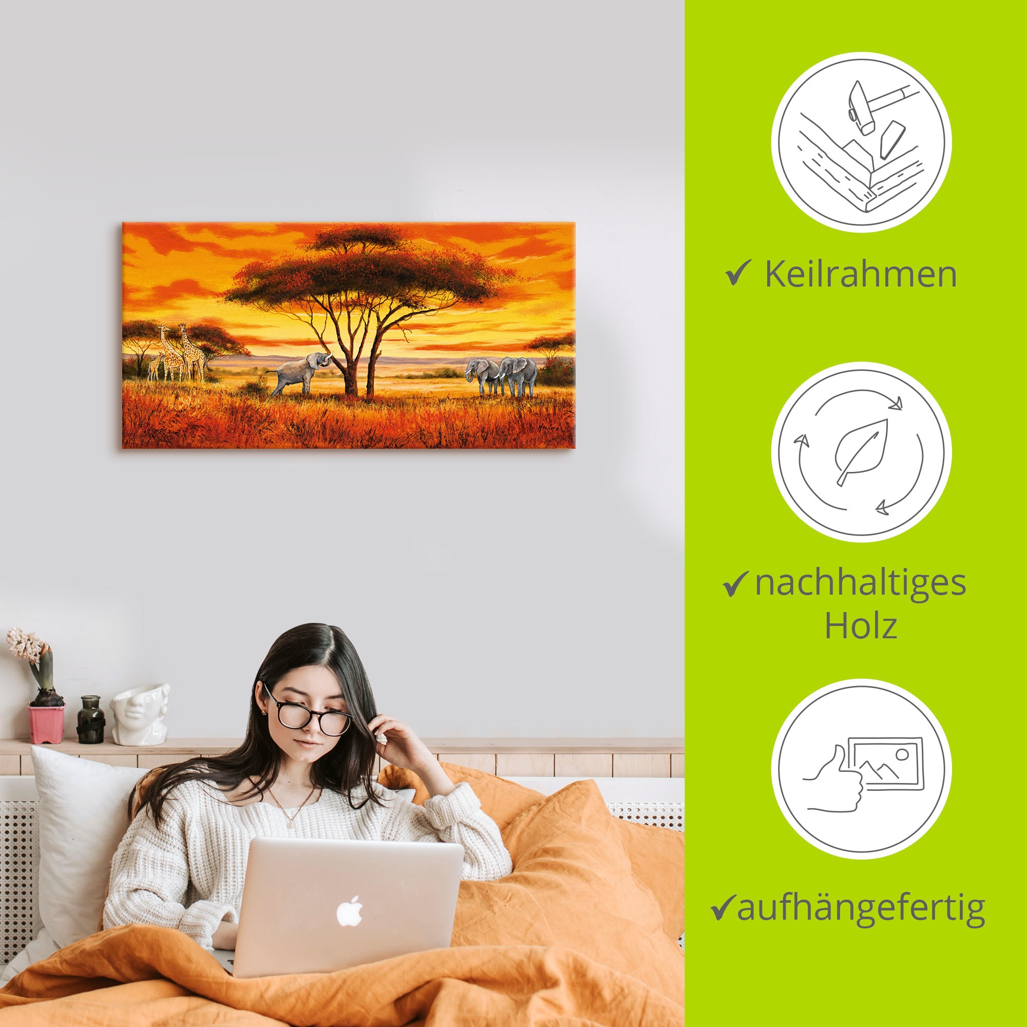 Artland Wandbild »Afrikanische Landschaft II«, Afrika, (1 St.), als Alubild, Outdoorbild, Leinwandbild, Wandaufkleber, versch. Grössen