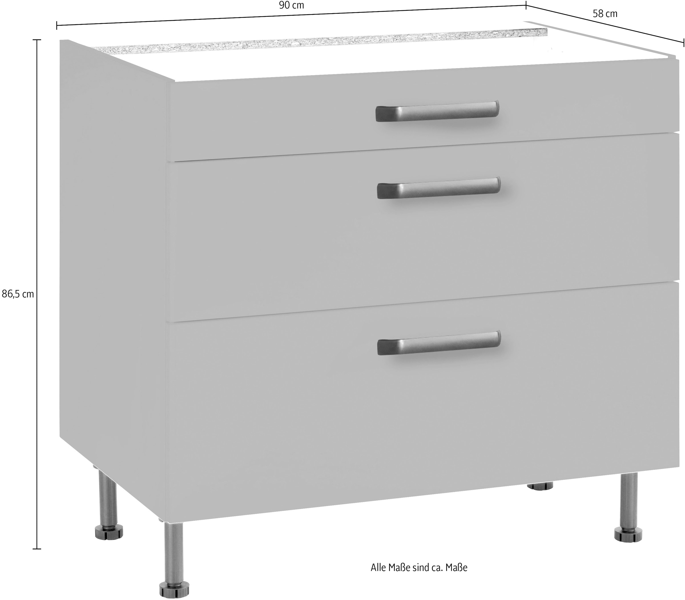 wiho Küchen Unterschrank »Simi«, Soft-Close-Funktion in Schubkästen und Auszügen, verstellbare Füsse