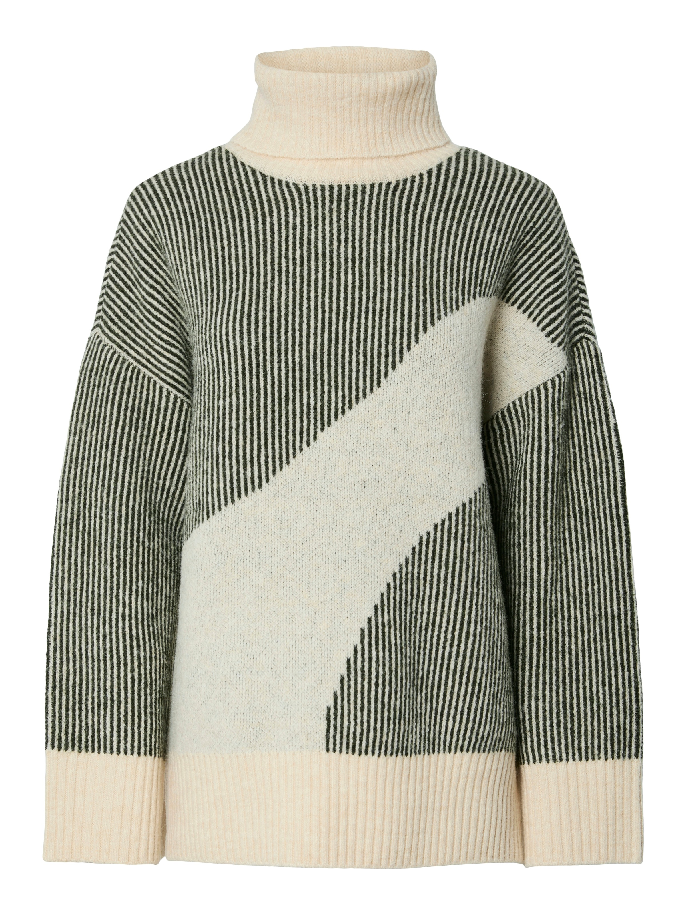 Image of pieces Rollkragenpullover "PCLINNA ROLL NECK LOOSE KNIT PWP BC" im Colorblocking Look