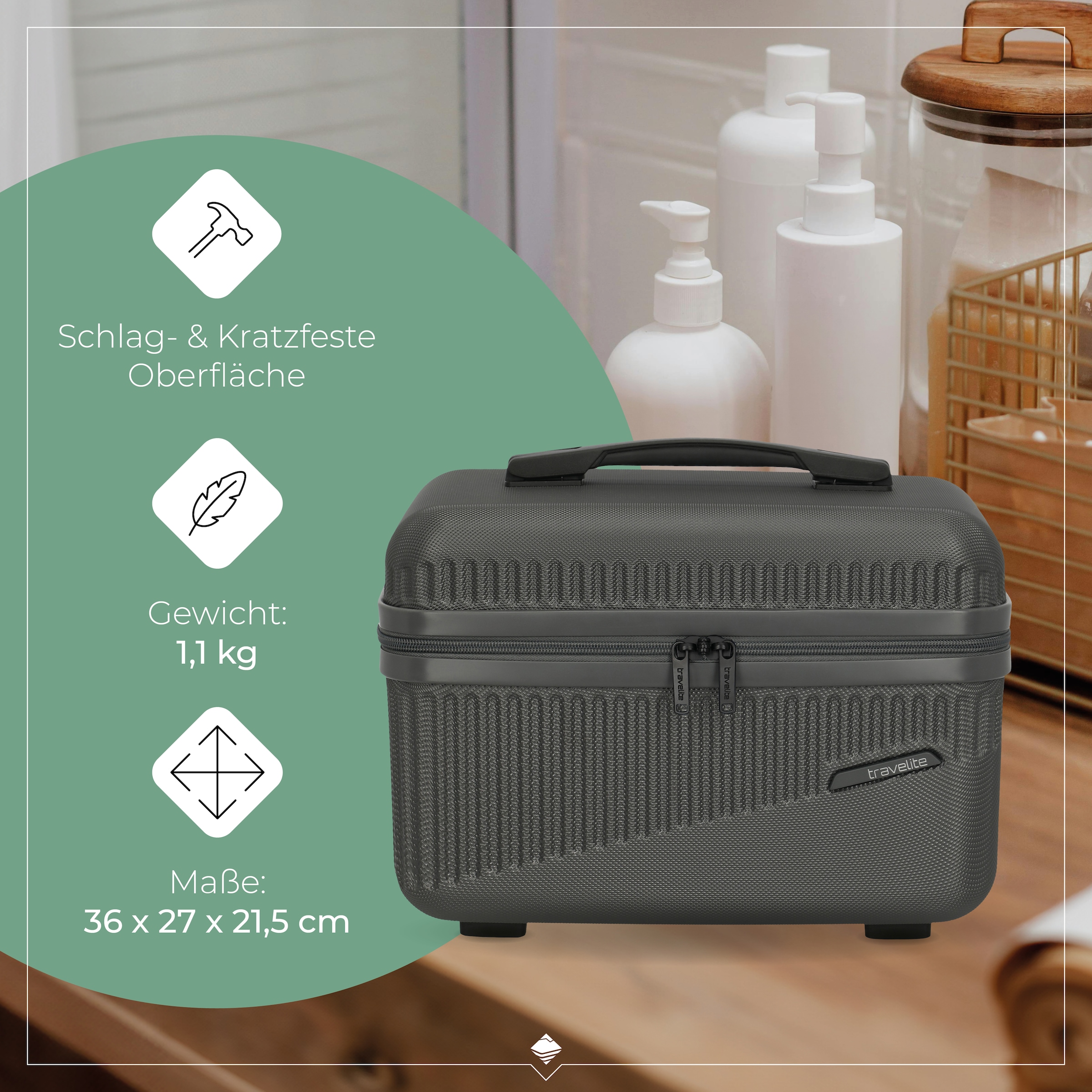 travelite Trousse de beauté »BALI Kosmetikkoffer« avec fonction à clipser et organiseur – idéal pour voyage et quotidien