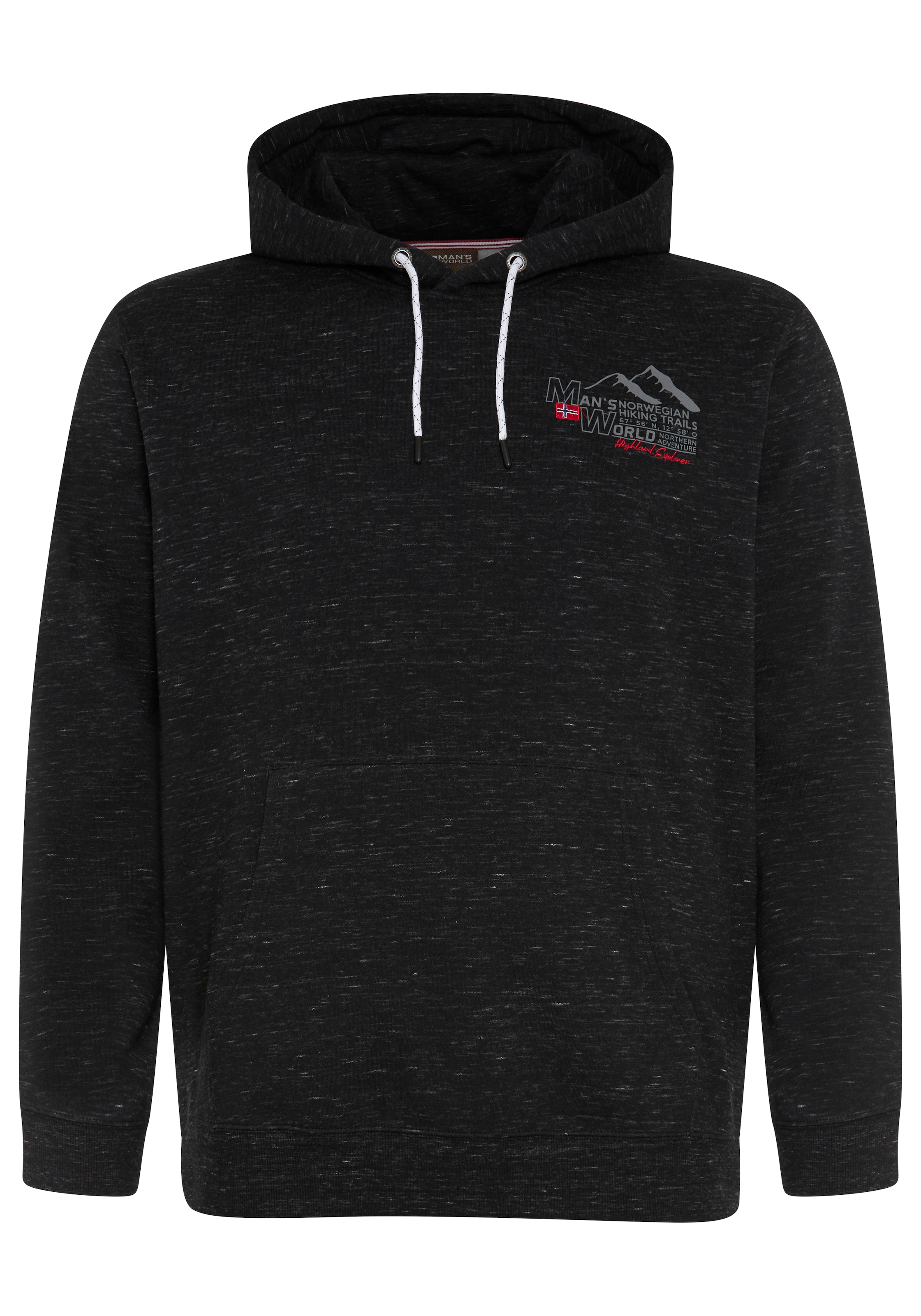 Man's World Plus Kapuzensweatshirt , mit Kapuze und Kordelzug, in melierter Optik, Regular Fit
