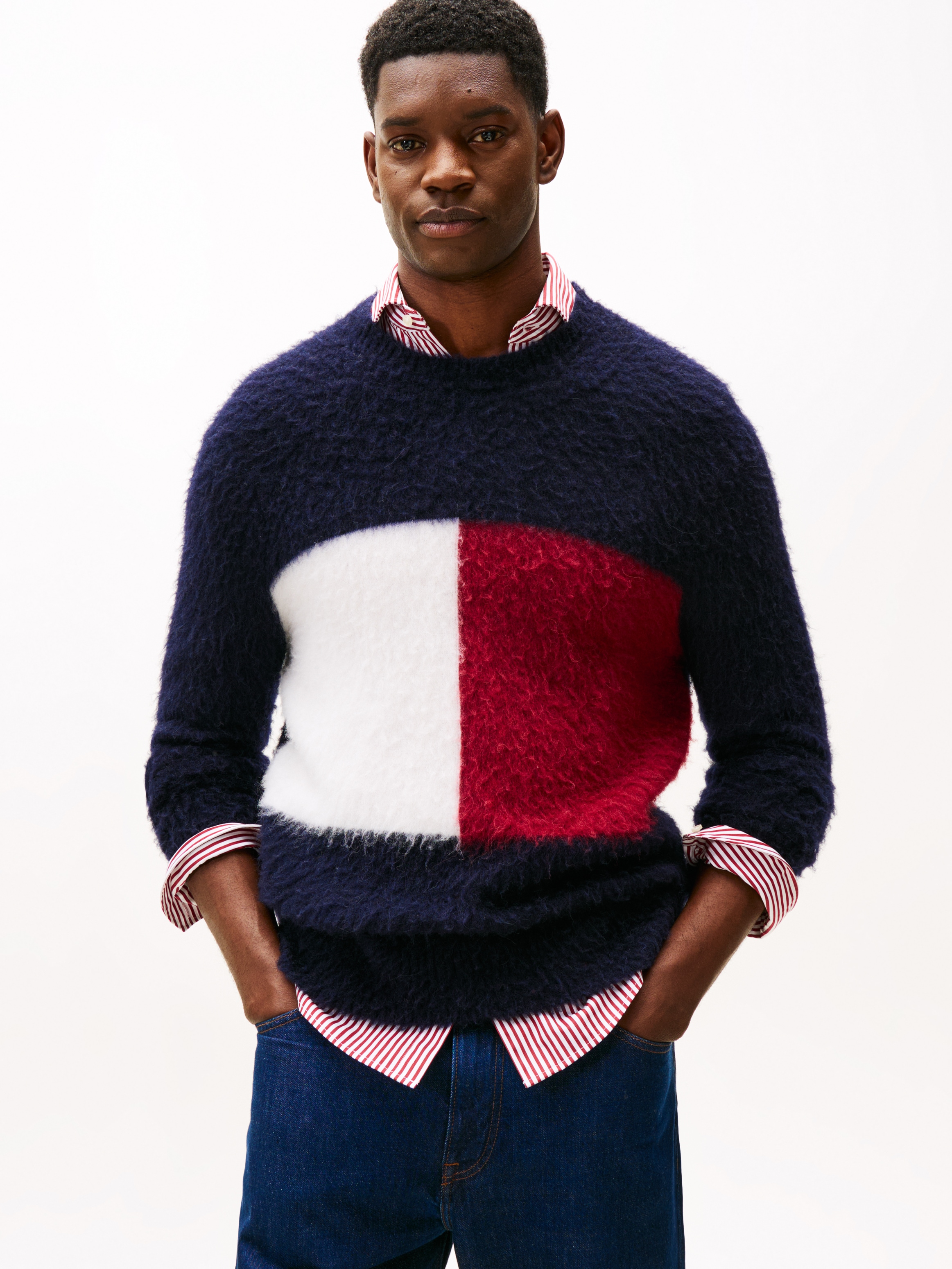 Image of Tommy Hilfiger Strickpullover "ALPACA BLEND BIG FLAG CREW NECK" Regular fit