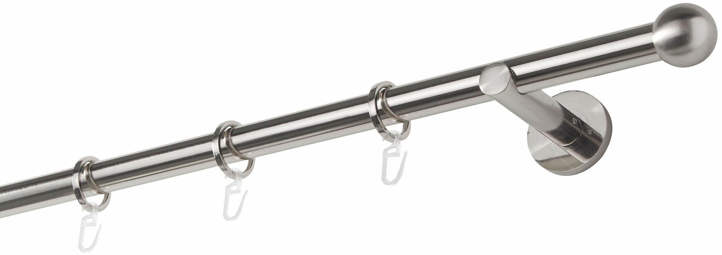 Image of GARESA Gardinenstange »FORMENTOR«, 1 läufig-läufig, Wunschmasslänge, Vorhanggarnitur, einfache Montage, mit Stangenverbinder verlängerbar, Wandmontage, Kugel, edelstahl optik, mit Ringe bei Ackermann Versand Schweiz