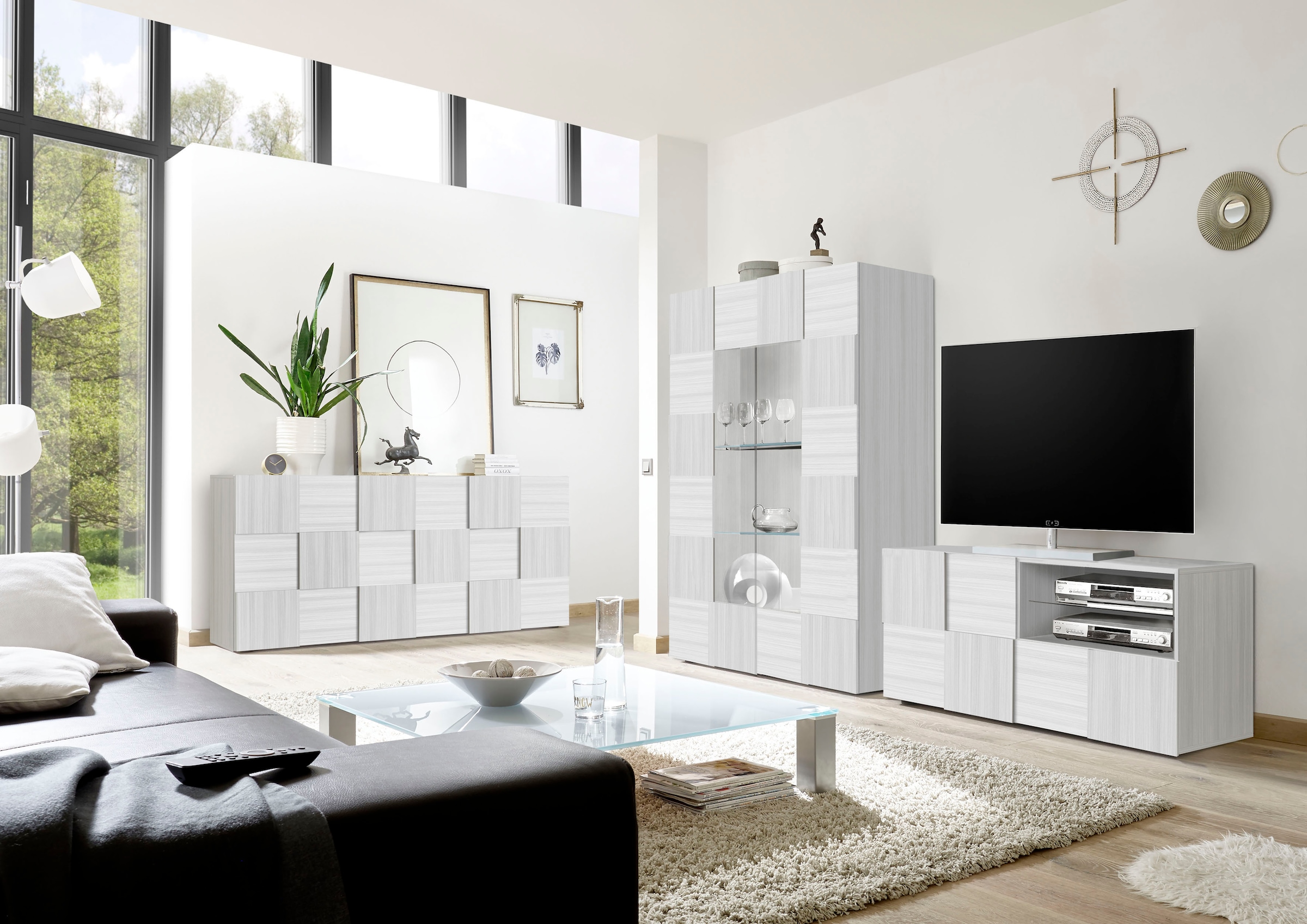 INOSIGN Sideboard »Dama Breite 181, Kommode 3 Türen, Anrichte«, Front in 3D-Optik, viel Stauraum, verschiedene Farben
