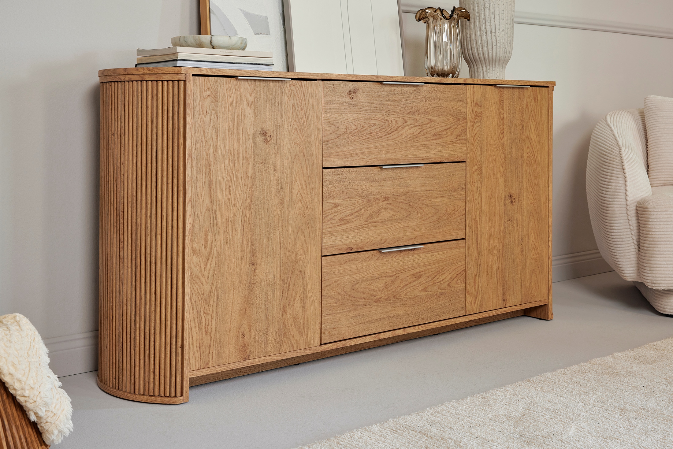 Jahnke Tableau TV »MOON TV 175« 1 cuis tlg. buffet, 2 portes & 3 tiroirs, arrondi, largeur env. 160 cm