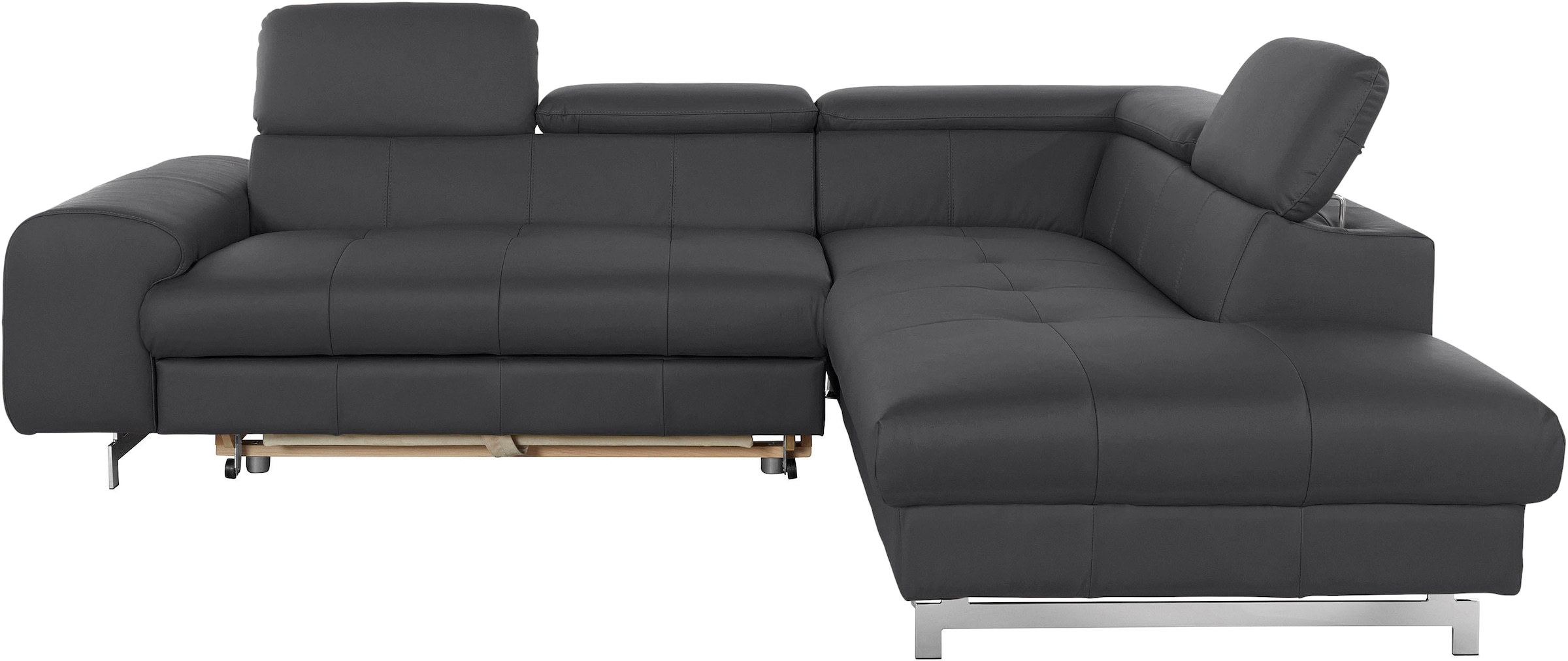 COTTA Ecksofa »Chef L-Form« mit Kopfteilverstellung, edle Metallkufen, wahlweise mit Bettfunktion