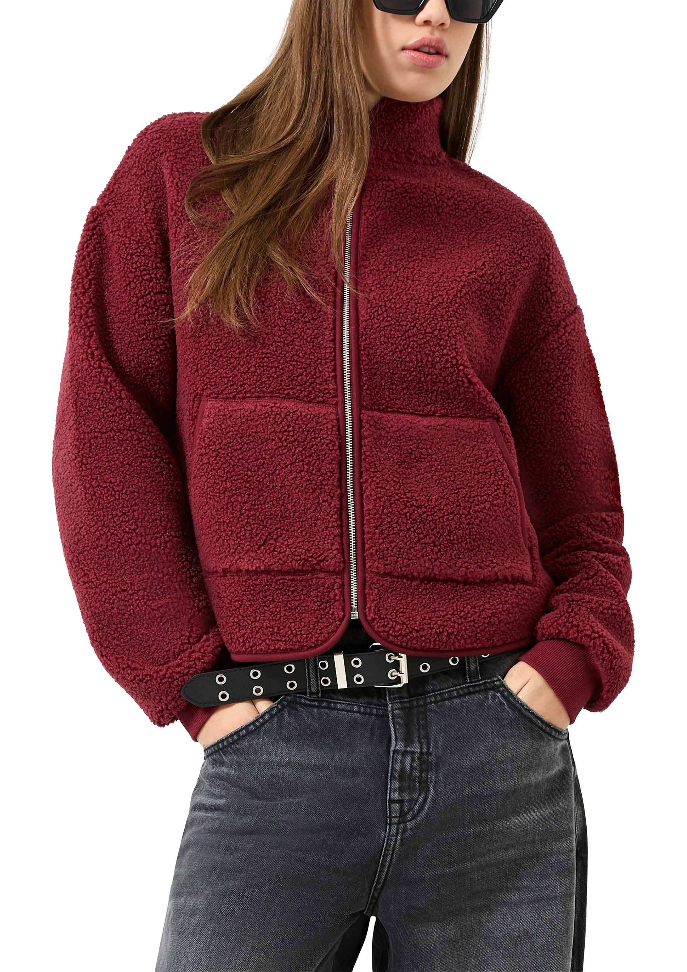 Image of QS Sweatjacke Fleecejacke mit Stehkragen