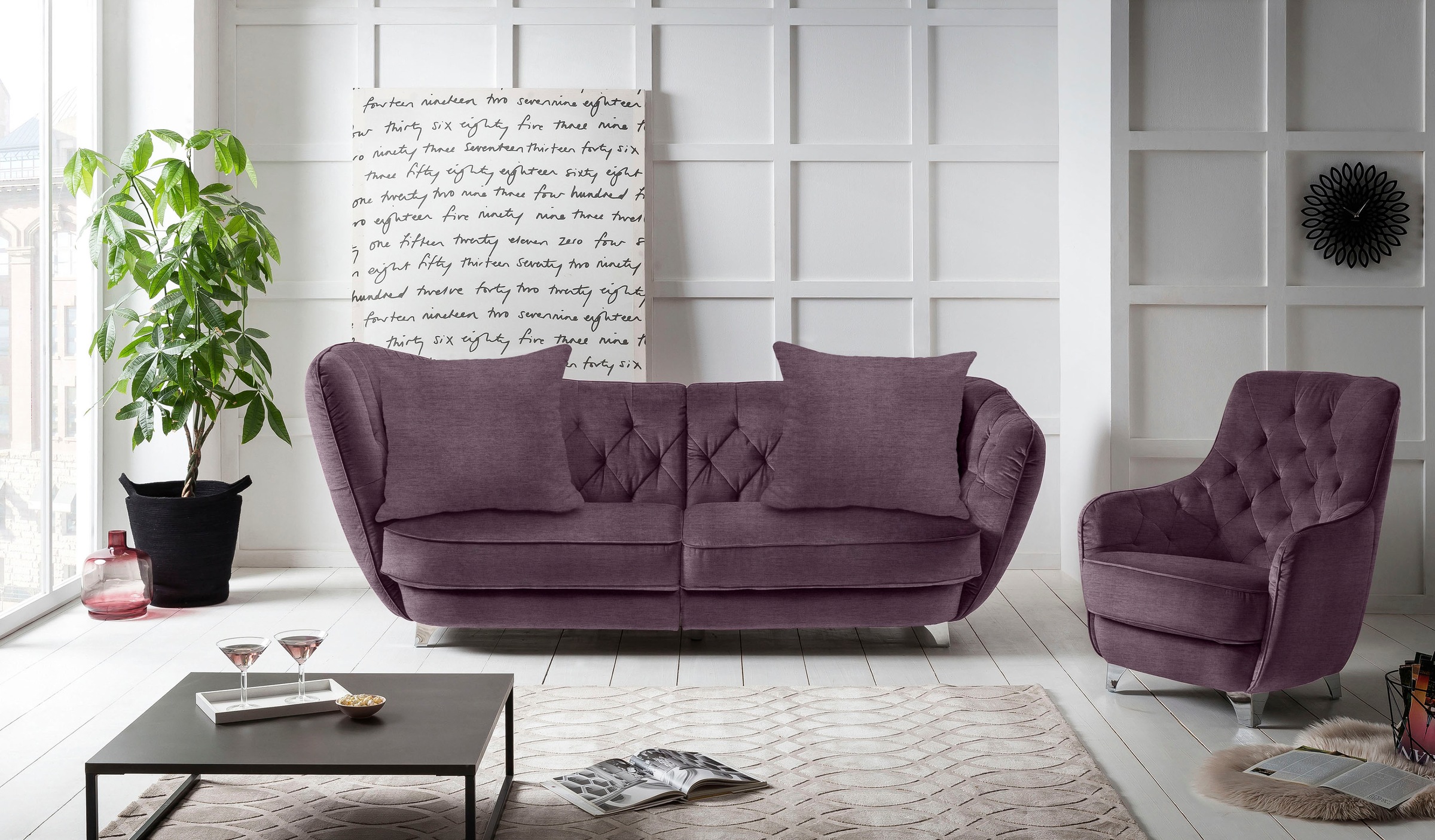 Leonique Big-Sofa »Retro«, stylischer Hochlehner