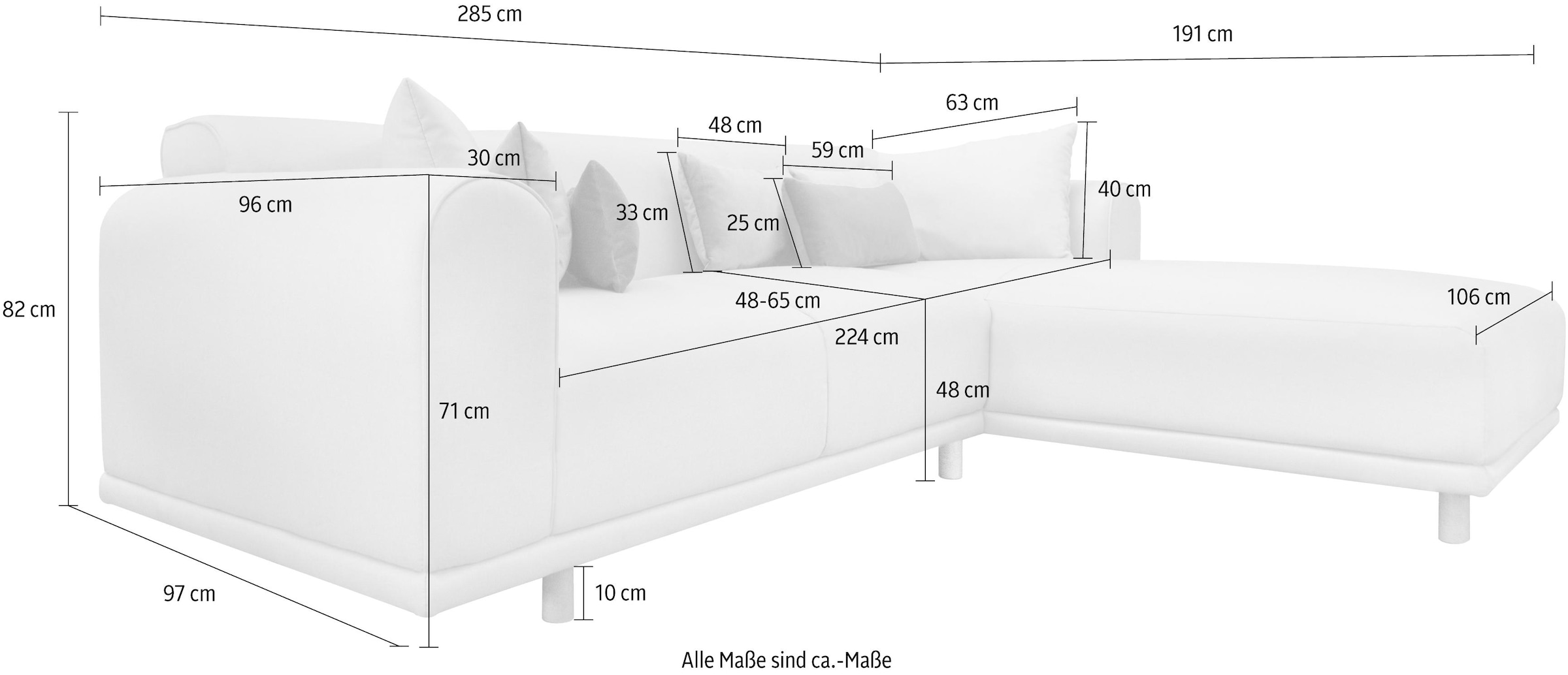 GOODproduct Ecksofa »Maroon L-Form« in skandinavischem Design, mit losen Kissen