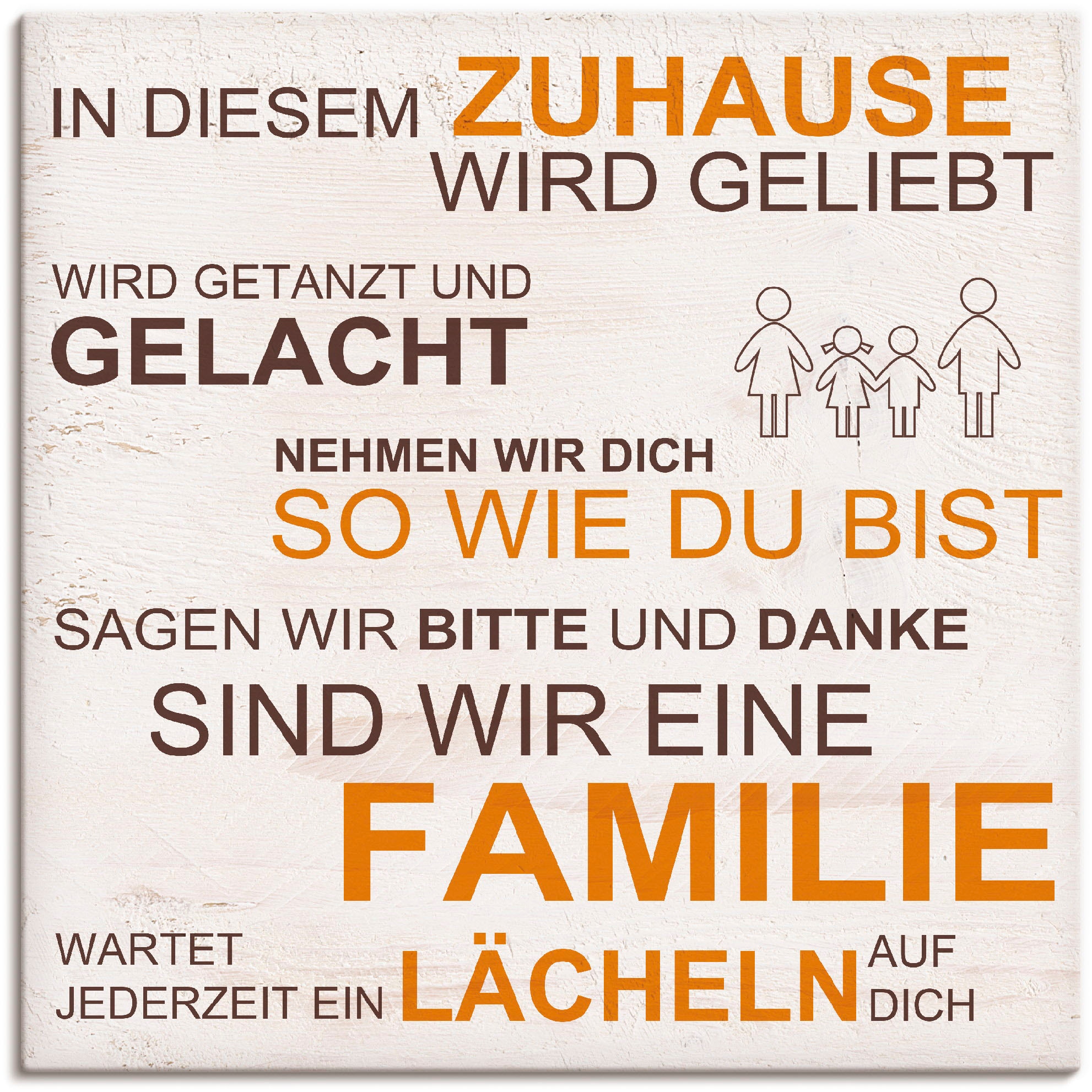 Image of Artland Leinwandbild "In diesem Zuhause - beige" Sprüche & Texte 1 Stk. tlg. auf Holzrahmen gespannt