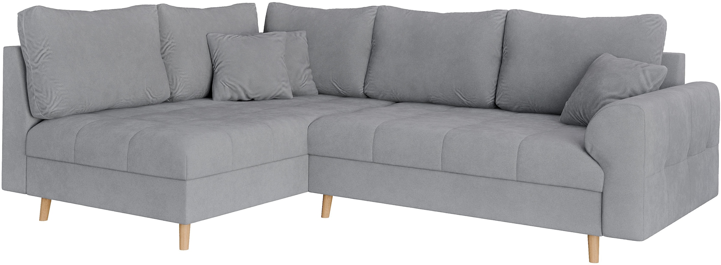 Home affaire Canapé d'angle »CHARRE L-Form mit Ottomane, Masse B/T/H: 231/161/81 cm« feine Steppung, lose Rücken- und Zierkissen, auch in Cord und Bouclé