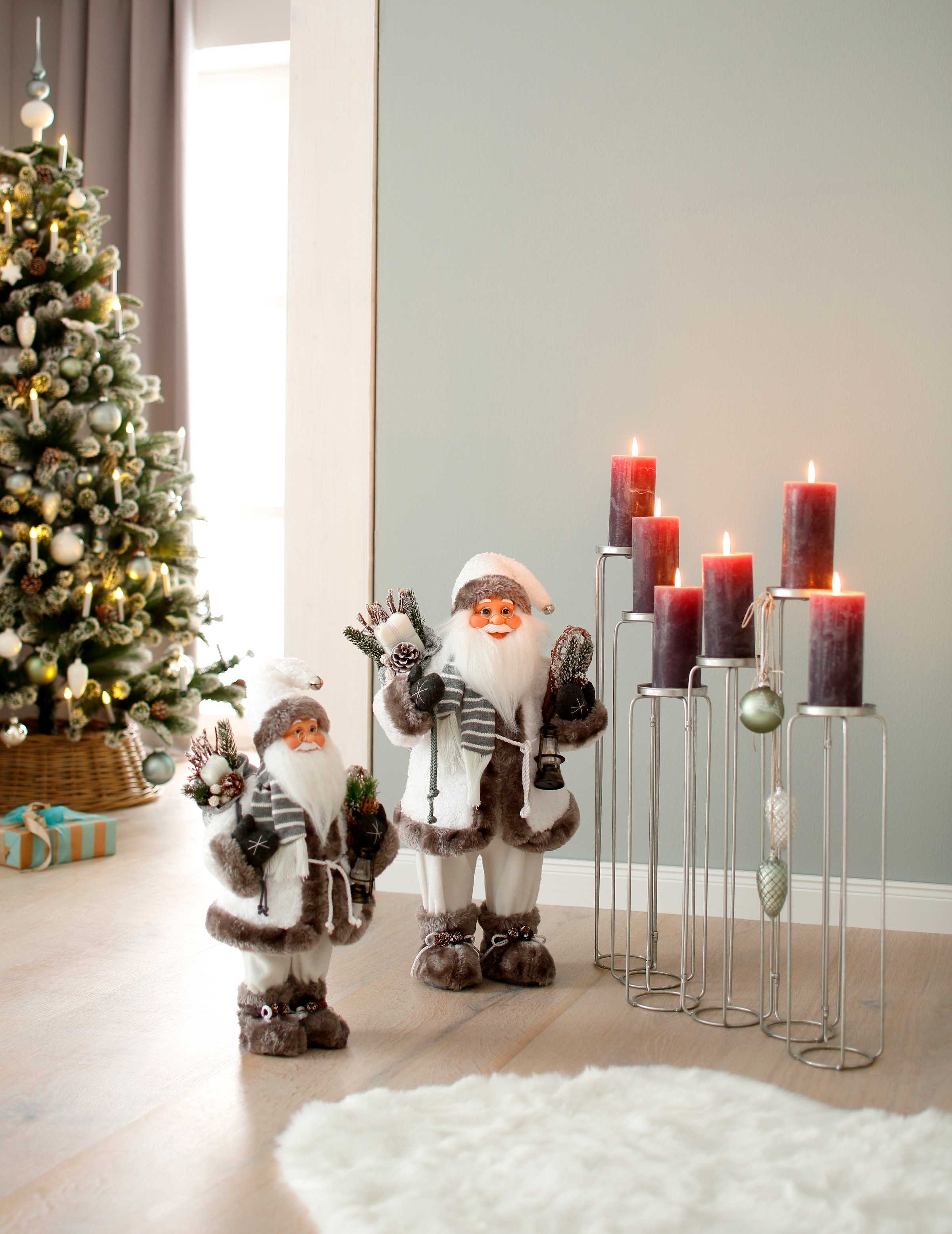 HOSSNER - HOMECOLLECTION Weihnachtsmann »Santa mit weissem Mantel und  Laterne«, Weihnachtsdeko jetzt kaufen
