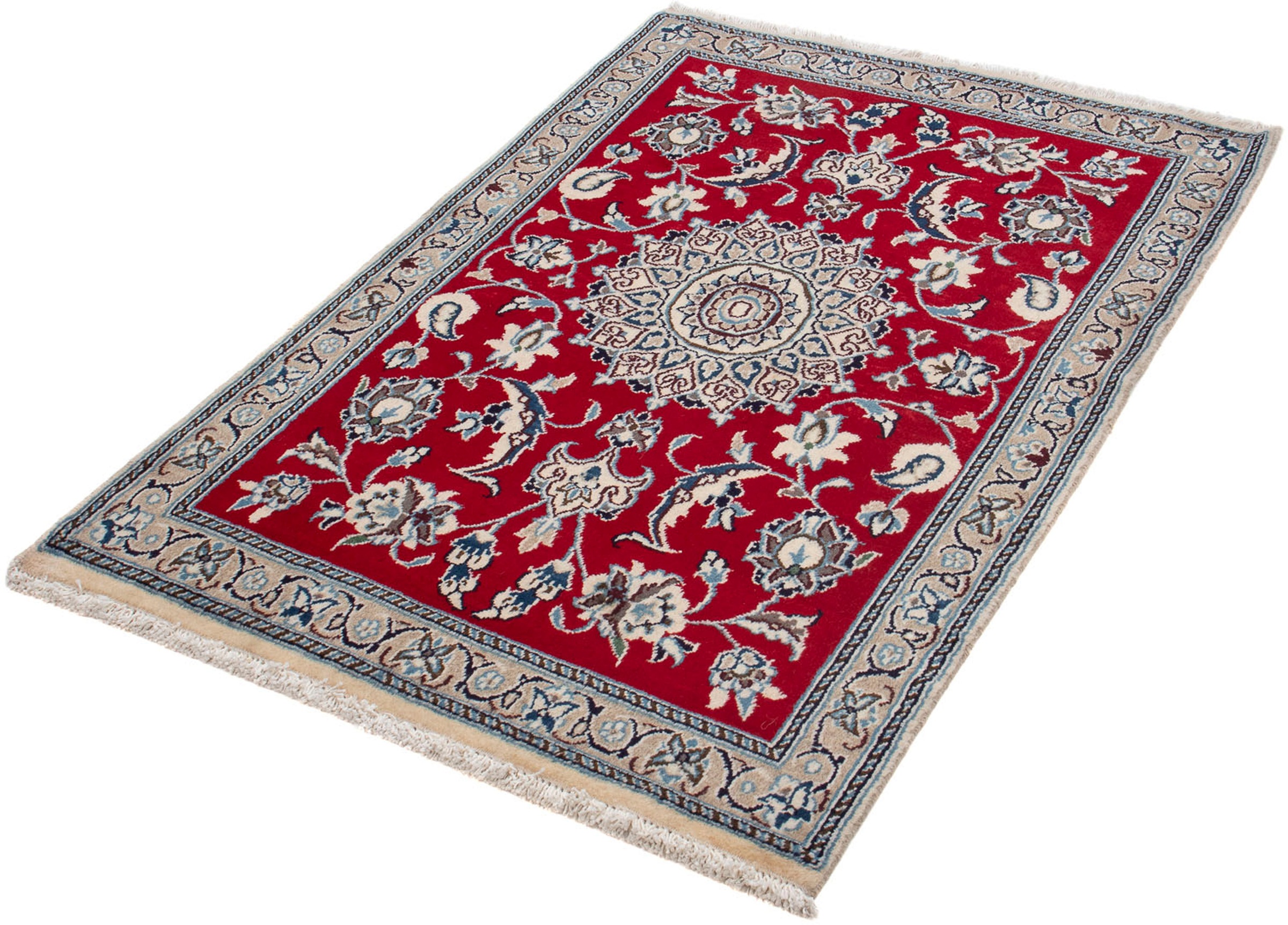 Image of morgenland Orientteppich »Perser - Nain - 133 x 89 cm - dunkelrot«, rechteckig, 10 mm Höhe, Wohnzimmer, Handgeknüpft, Einzelstück mit Zertifikat bei Ackermann Versand Schweiz