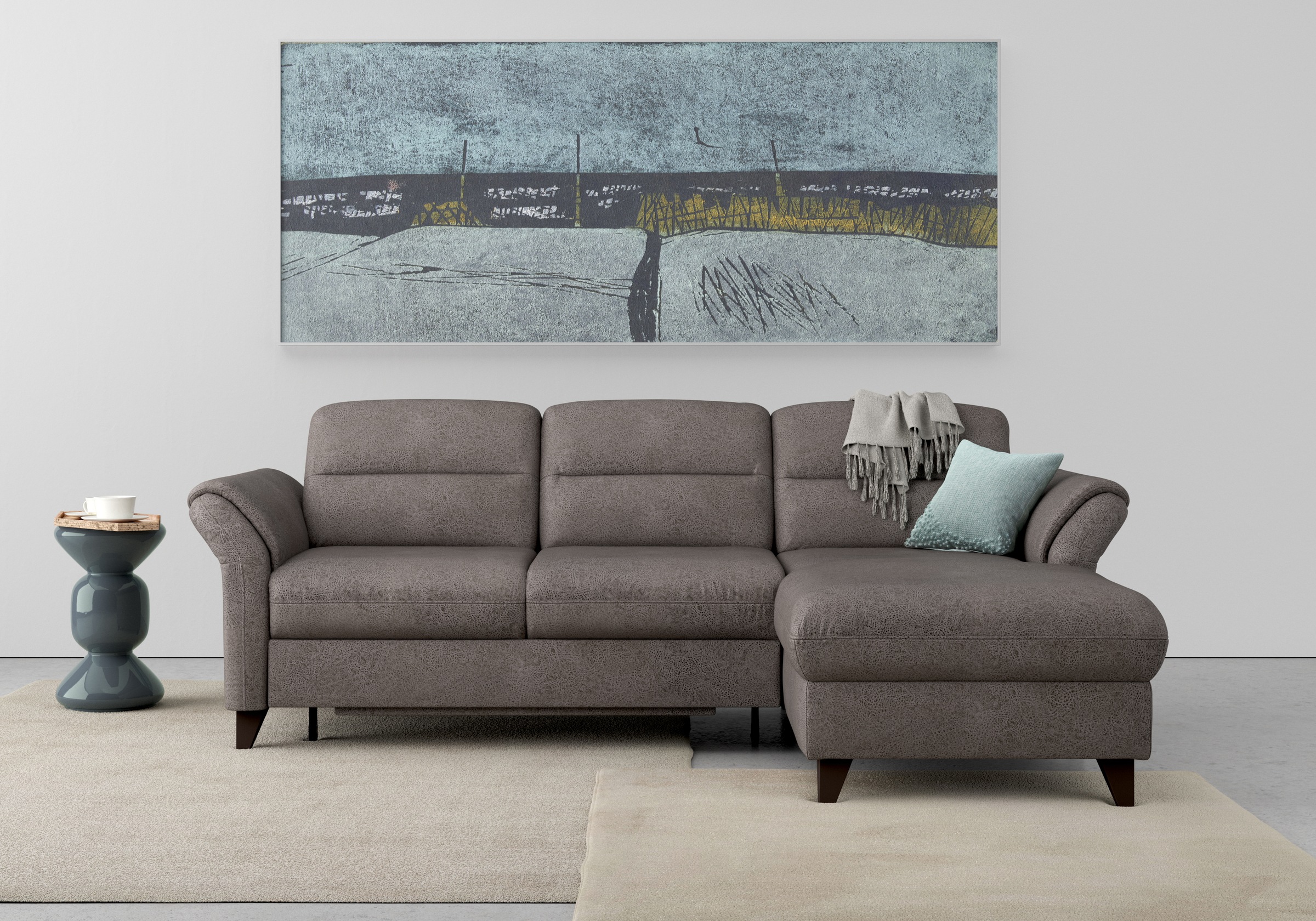 sit&more Ecksofa »Mellum L-Form«, Federkern, wahlweise mit Bettfunktion, Bettkasten und Armteilfunktion