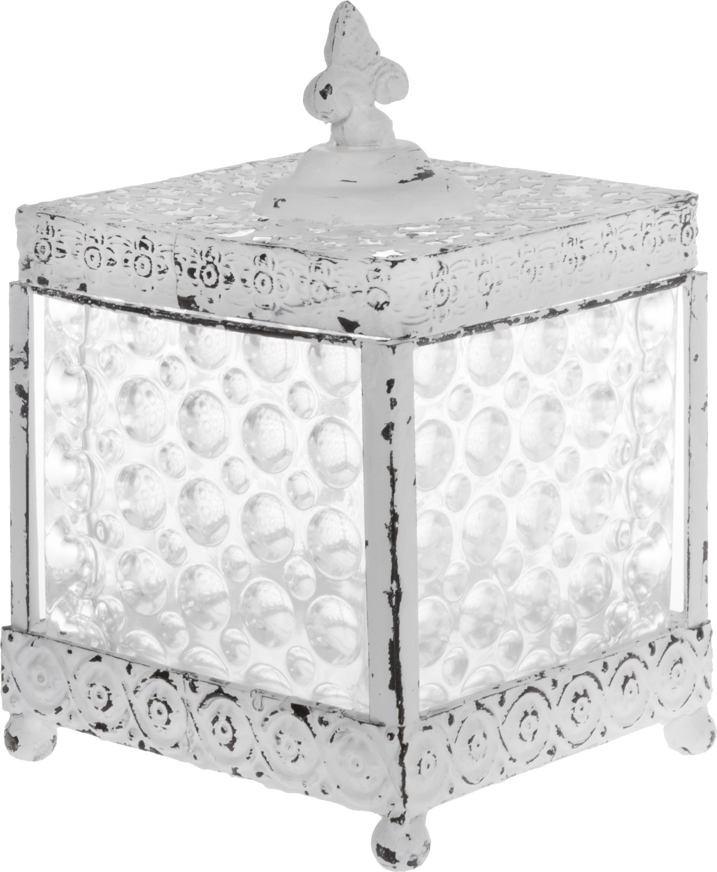 Myflair Möbel & Accessoires Aufbewahrungsbox »Leyla, weiss«, aus Metall & Glas, mit Deckel