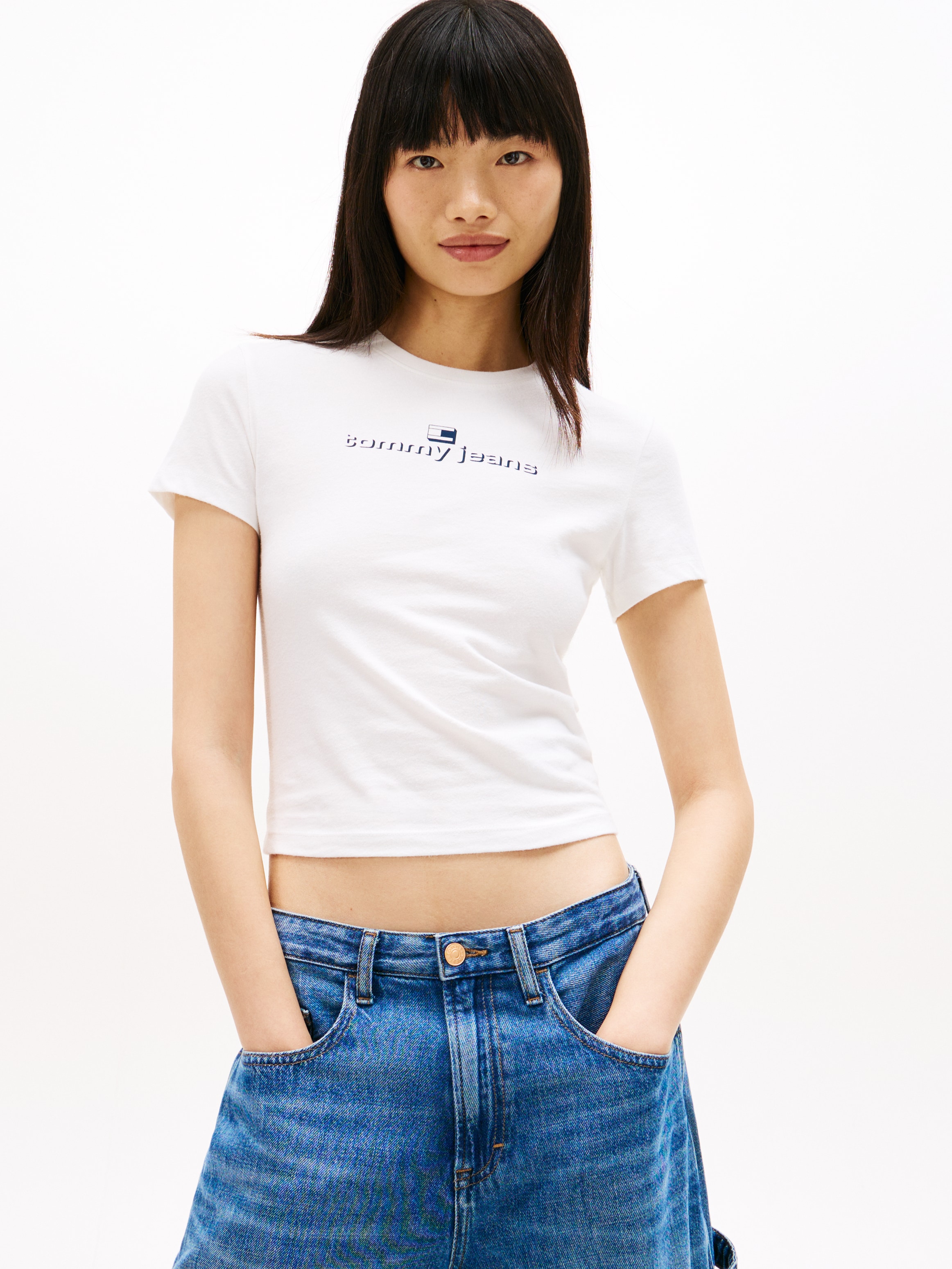Image of Tommy Jeans Kurzarmshirt "TJW 2PACK SLIM ESS LOGO 1 TEE" Packung, 2er-Pack, 2 tlg.