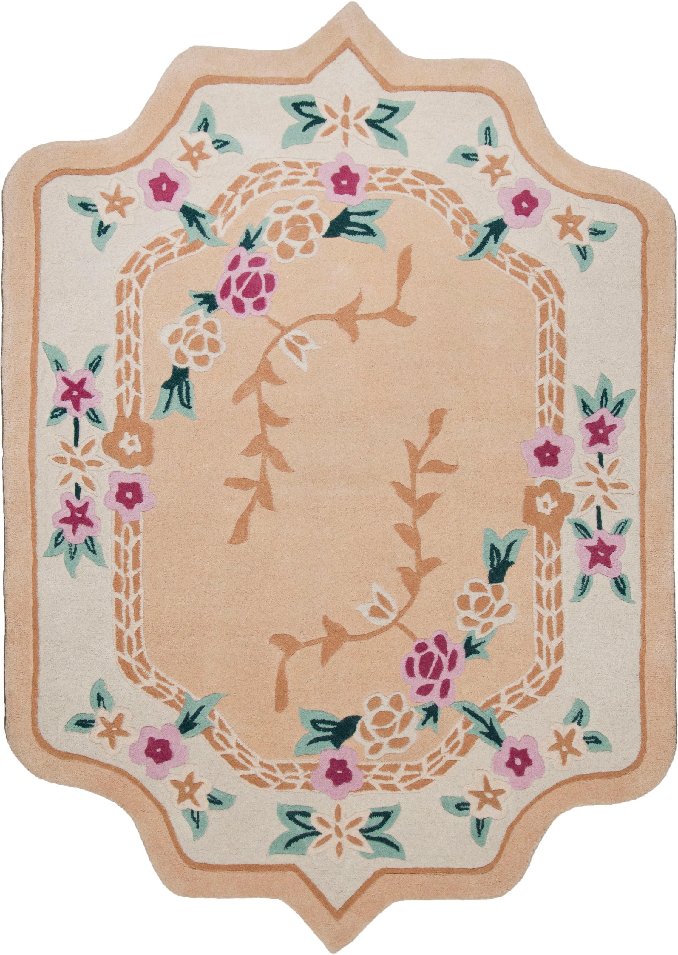 THEKO Tapis en laine »Lifou« En forme de fleur 14 mm Höhe reine Wolle, handgewebt, ideal im Wohnzimmer & Schlafzimmer