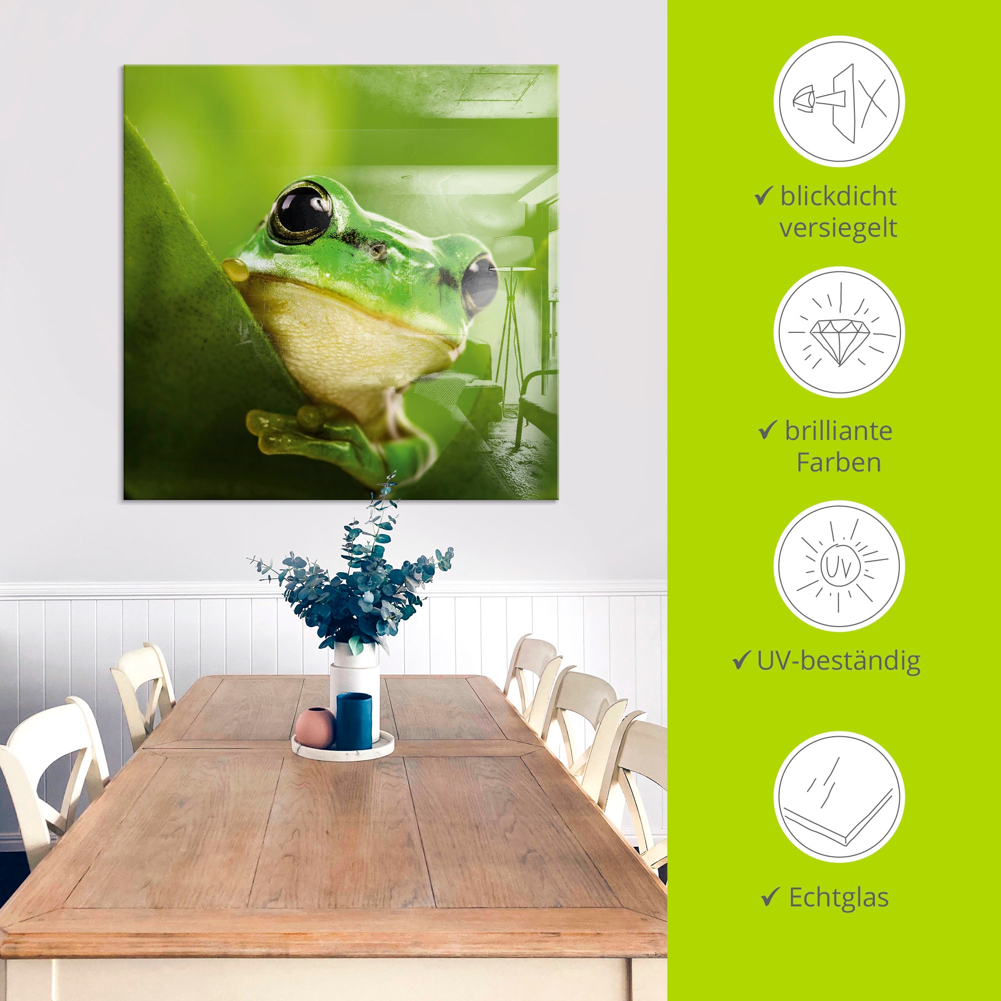 Artland Tableau en verre »Ausspähender Frosch« 1 cuis tlg. in verschiedenen Grössen