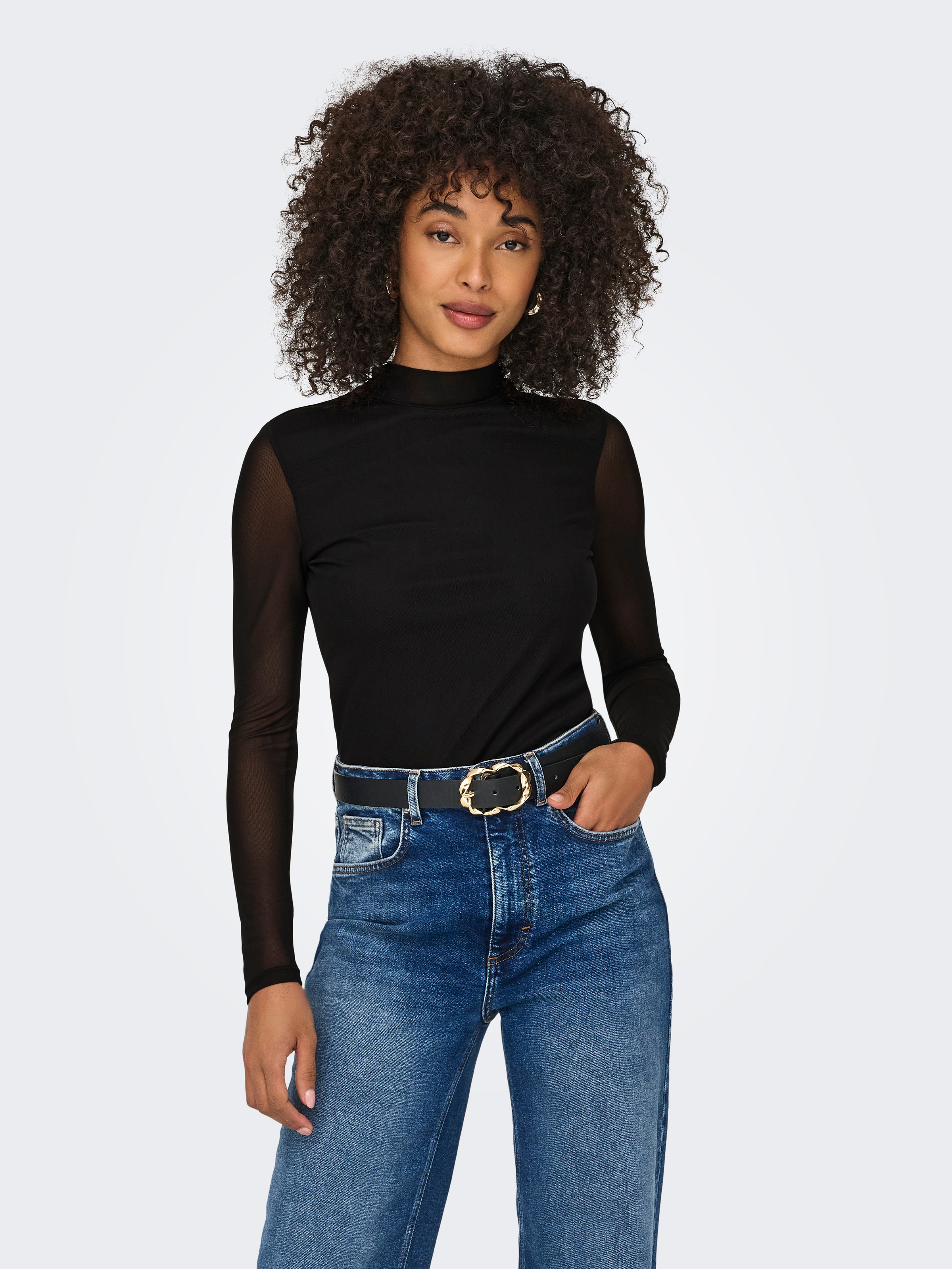 Image of ONLY Langarmshirt "ONLERICA LIFE MESH L/S TOP JRS NOOS" Kunstfaser mit Stretch, regular fit