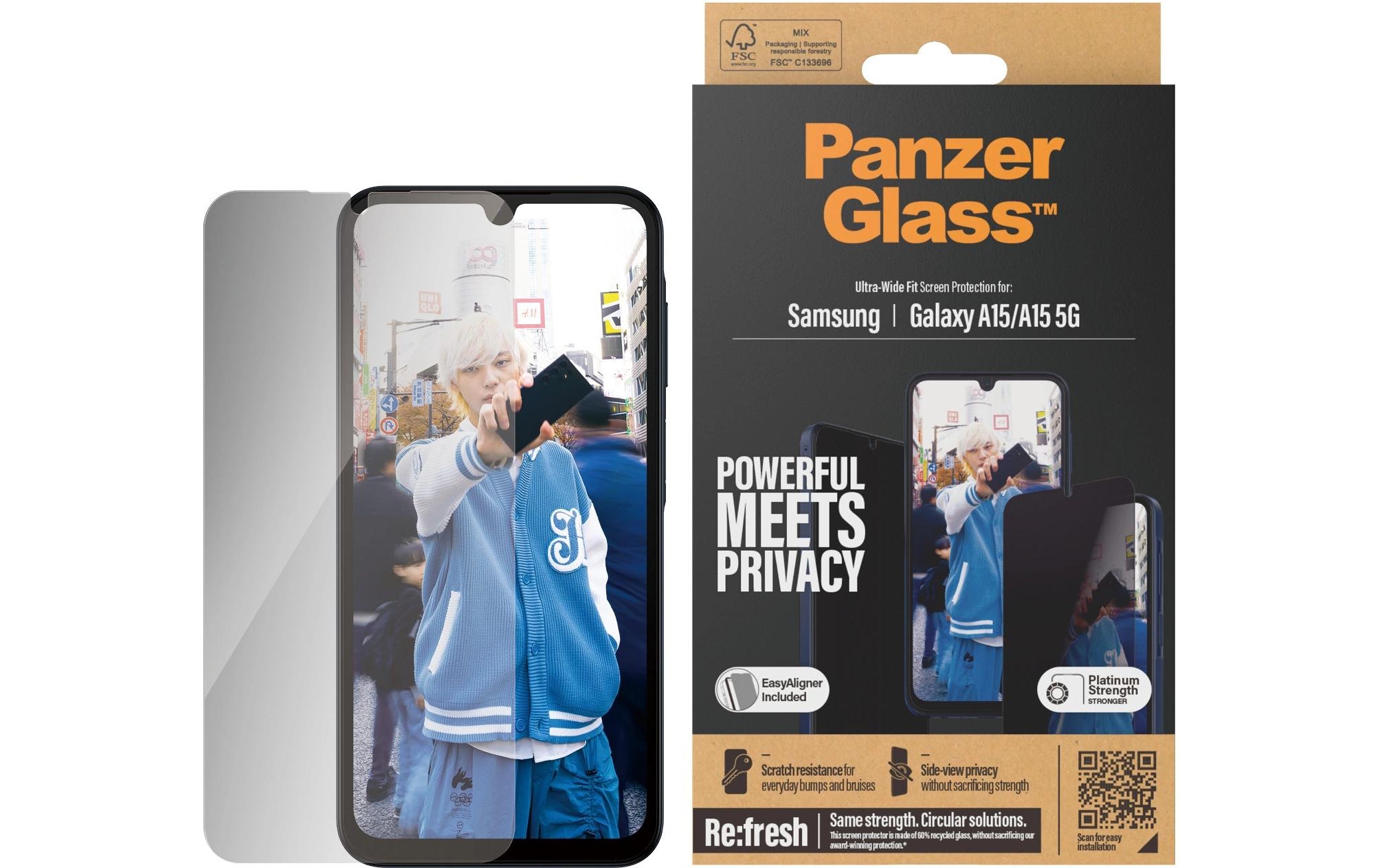 Image of PanzerGlass Displayschutzglas "Ultra Wide Fit Privacy Galaxy A15 / A15 5G" für Galaxy A15, Galaxy A15 5G 1 Stk. tlg.