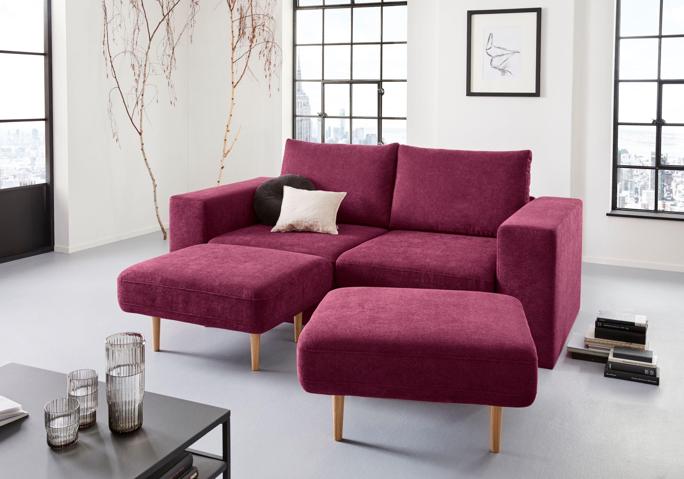 LOOKS by Wolfgang Joop 3-Sitzer »Looksv«, Verwandlungssofa: aus Sofa wird Sofa mit 2 Hockern