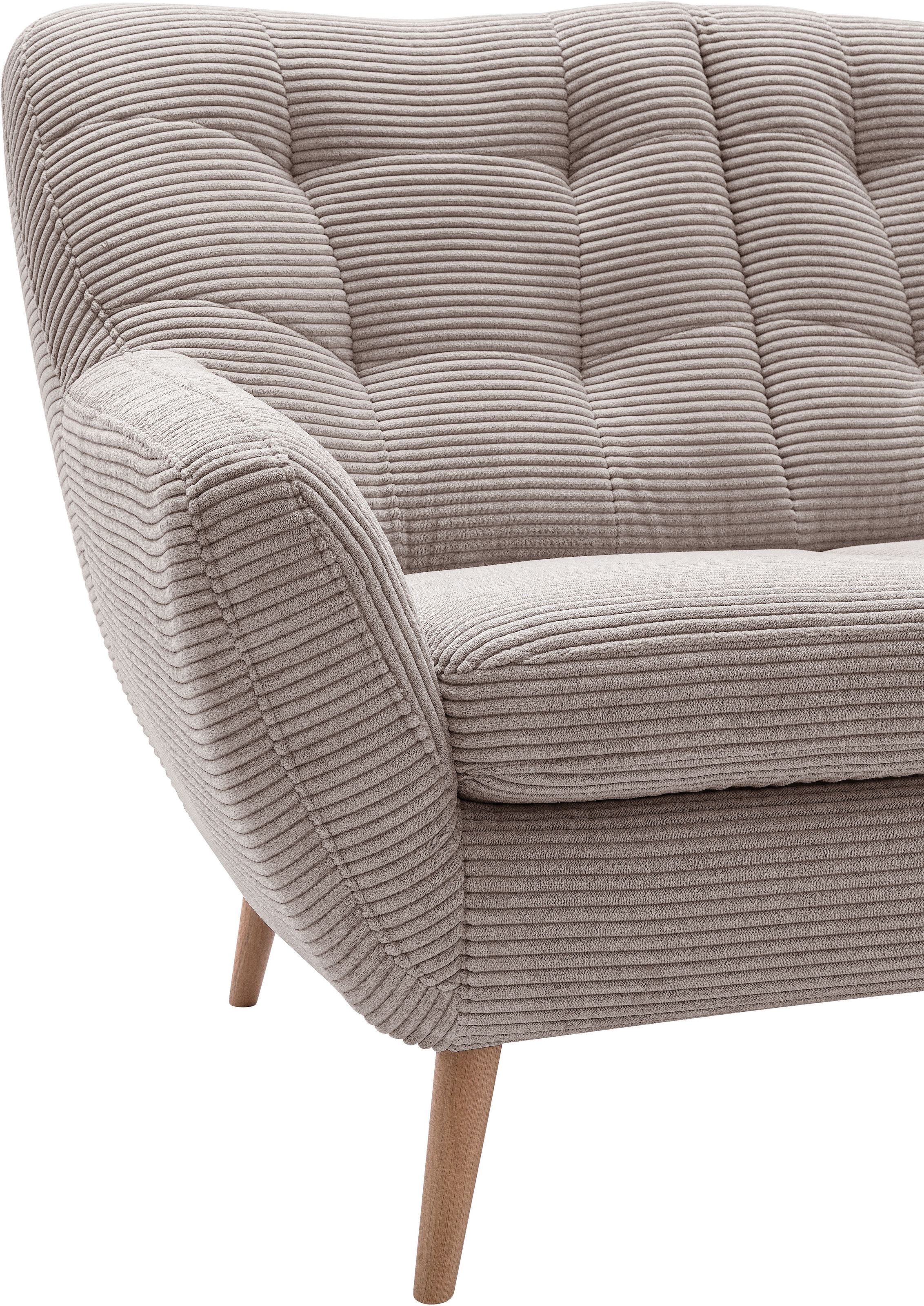 exxpo - sofa fashion 3-Sitzer »Scandi, bequem, aufwendige Rückenpolsterung für mehr Sitzkomfort«, aktuelle Farben in hochwertigen Bezugsqualitäten, Holzfuss