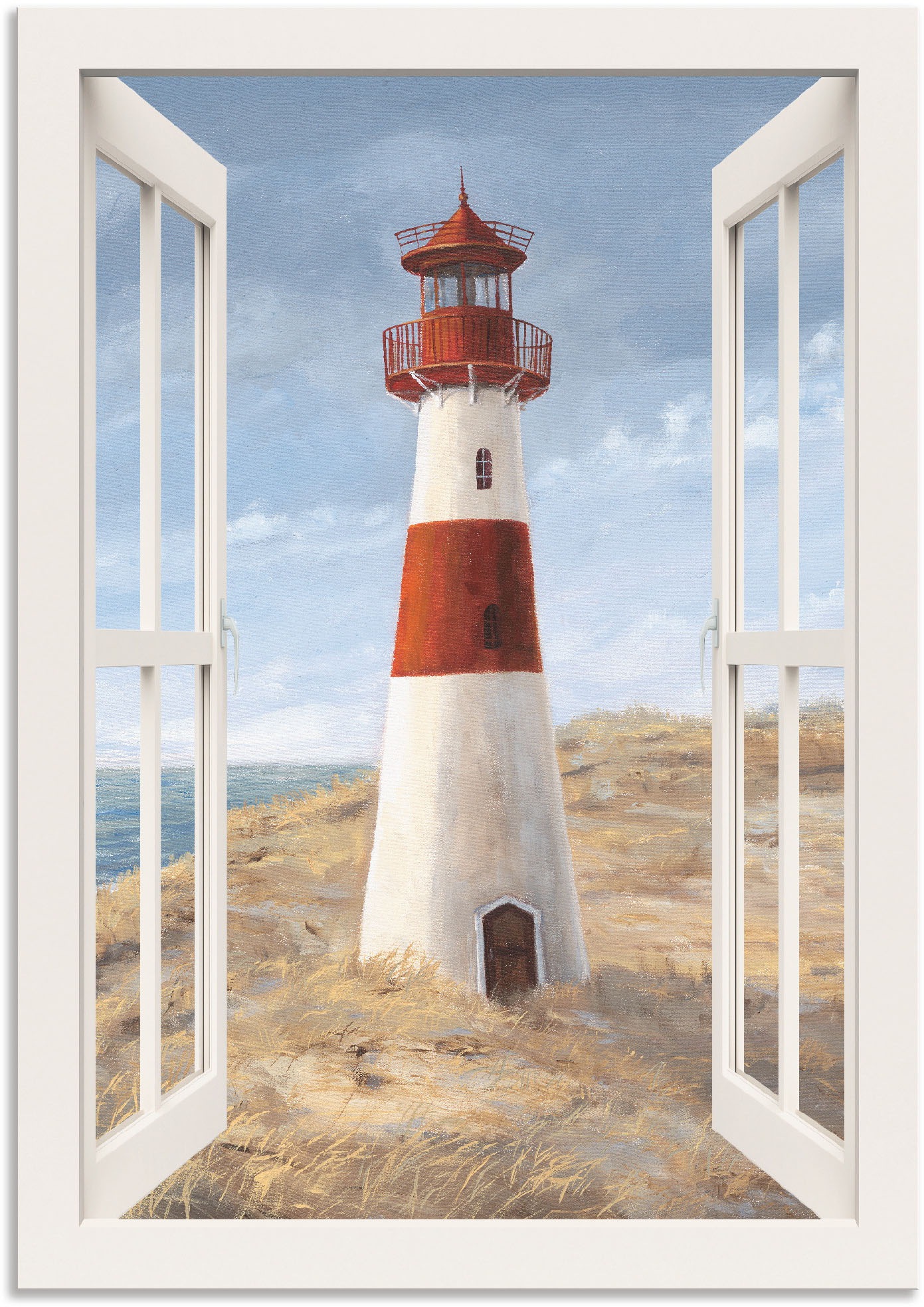 Artland Wandbild »Leuchtturm als Wandaufkleber Fensterblick«, oder Grössen (1 in Alubild, St.), I jetzt Gebäude, versch. kaufen Poster Leinwandbild