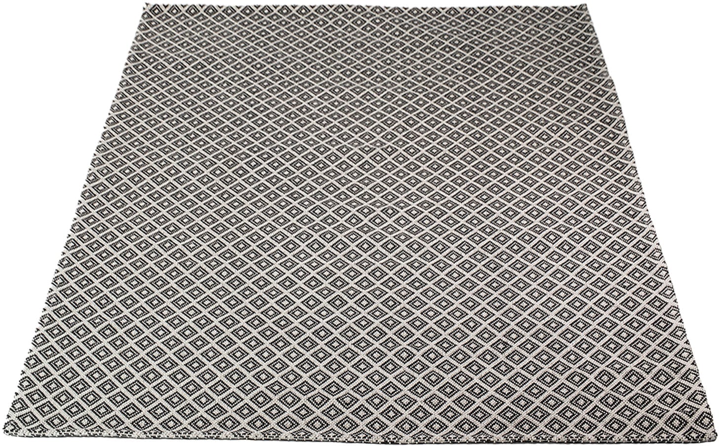 Carpet City Teppich »Cotton«, rechteckig, 5 mm Höhe, Flachgewebe, 100% Baumwolle, Rauten-Optik, Pflegeleicht