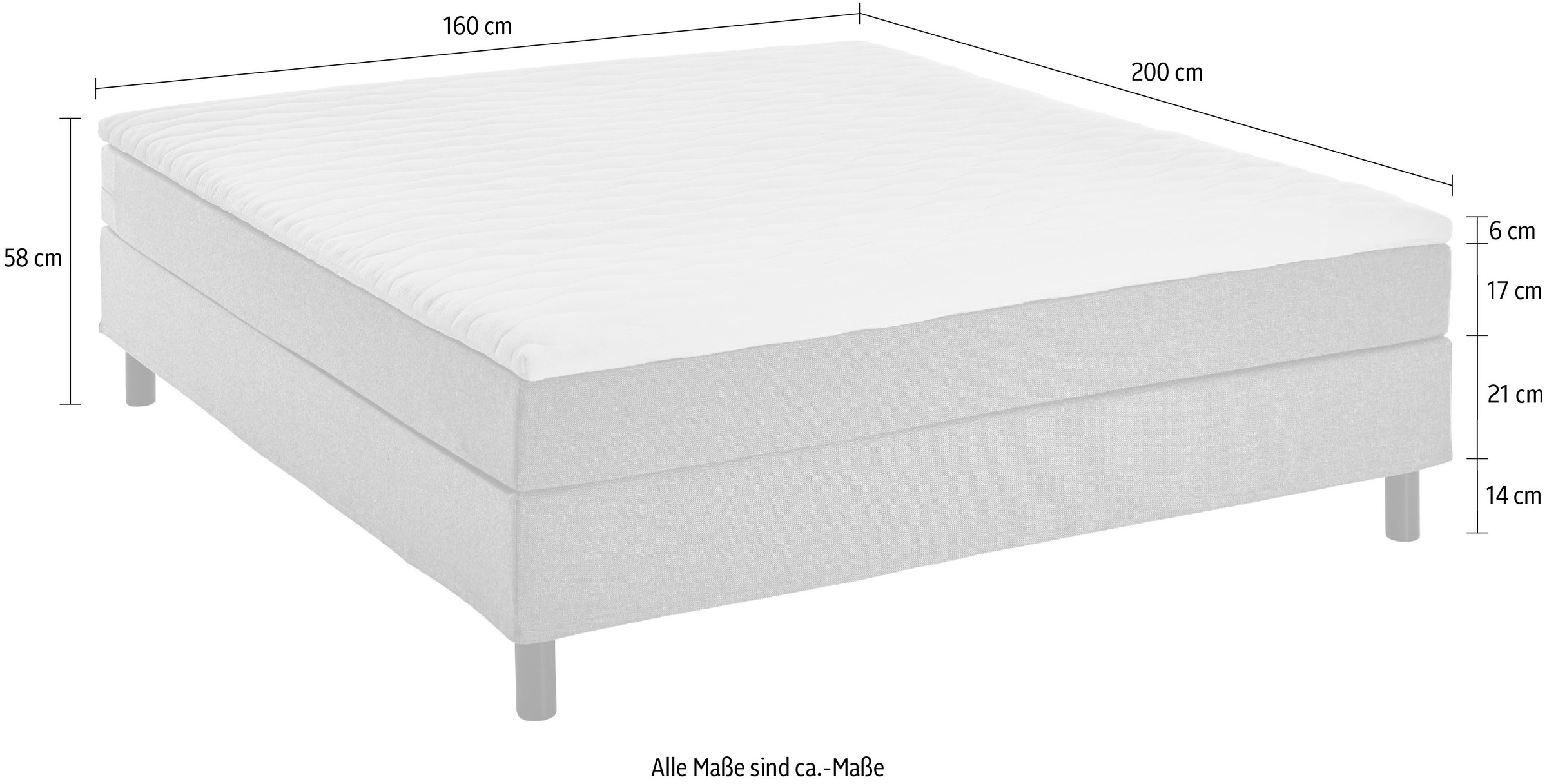 ATLANTIC home collection Boxbett »Happy«, ohne Kopfteil, mit Topper, wahlweise mit oder ohne Bettwaren