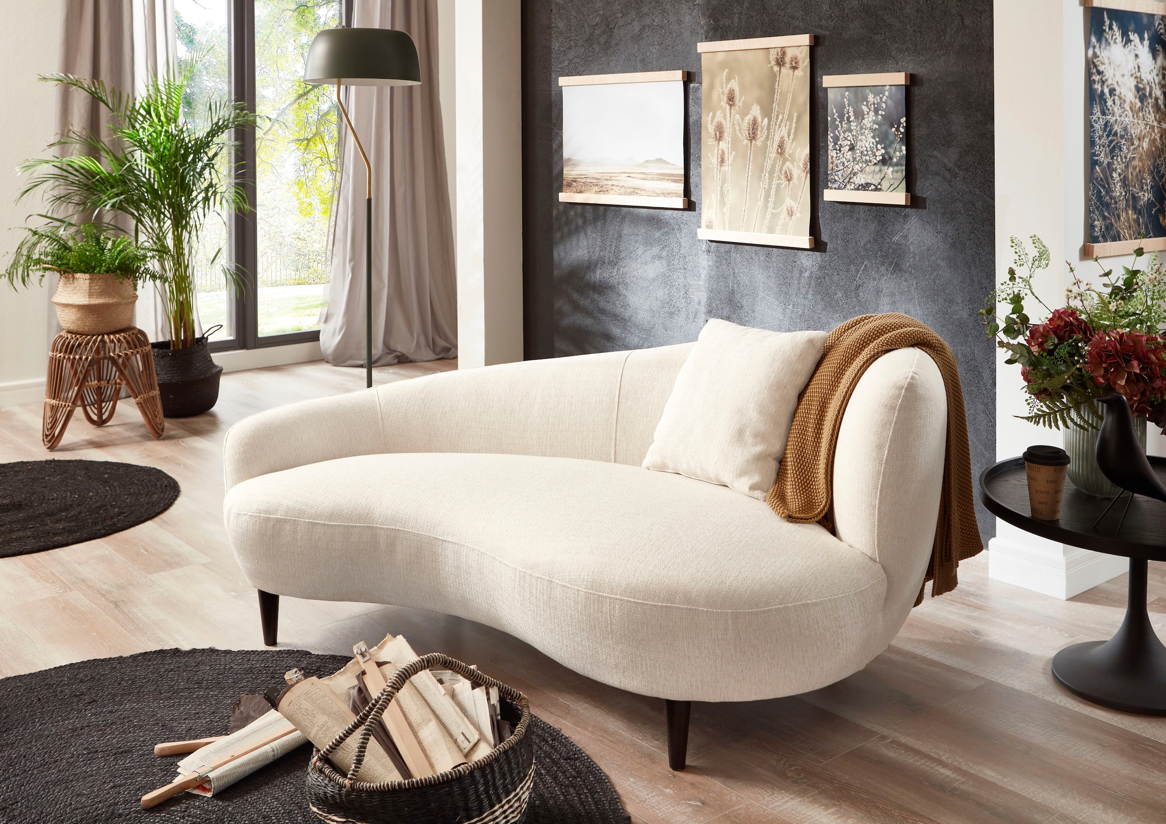 ♕ ATLANTIC home collection Chaiselongue Nierenform-Sofa mit Zierkissen »Olivia«, auf versandkostenfrei
